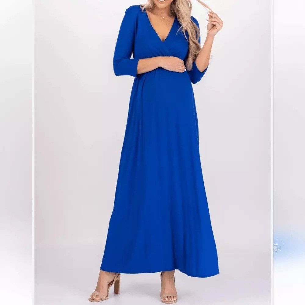 Other MOTHER BEE Empire Wrap Maternity Dress Blue Womens Medium Size M / US 6-8 / IT 42-44 - 7 Thumbnail