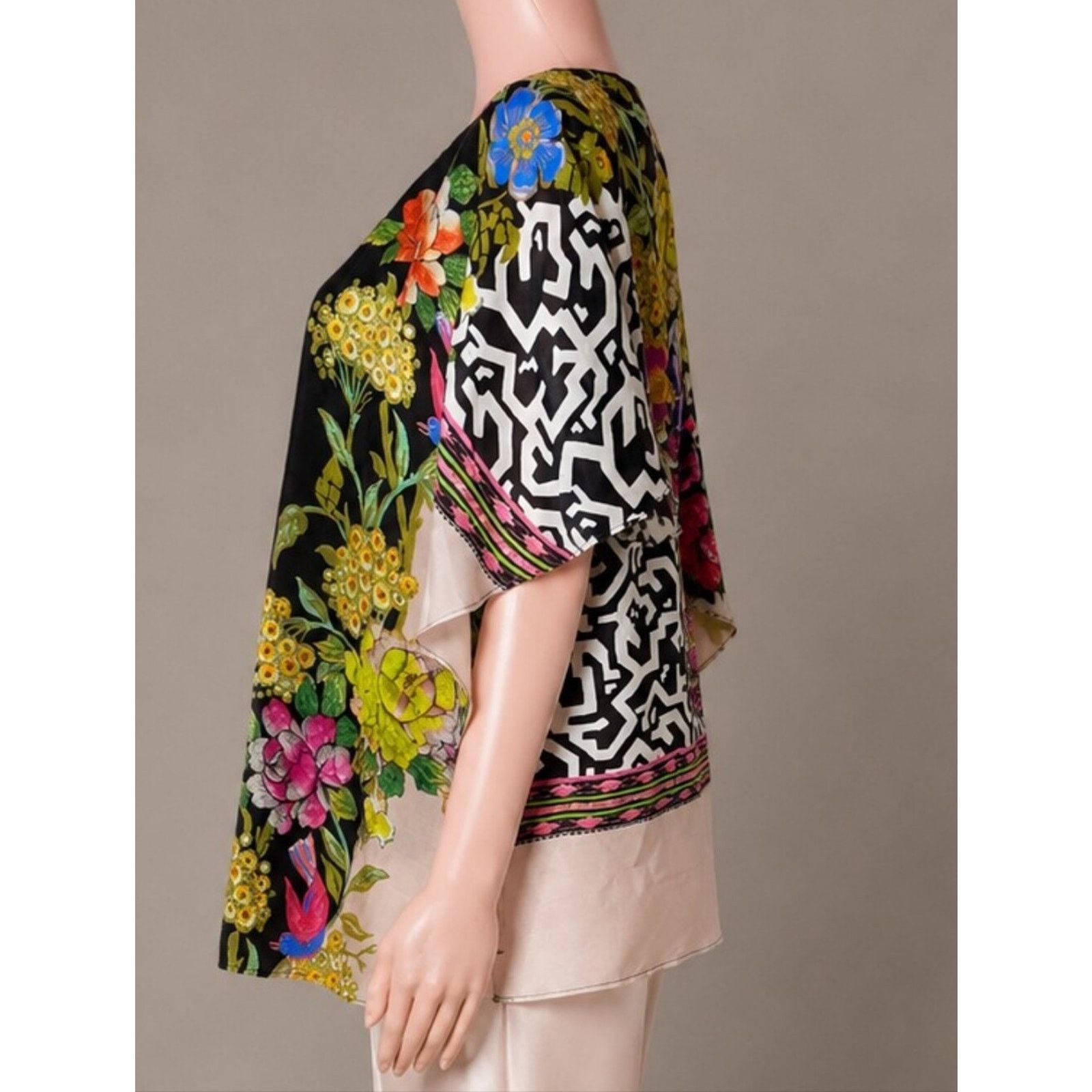 Etro Etro Floral Silk Geometric Kimono Cape Top Size 48 Size XL / US 12-14 / IT 48-50 - 3 Thumbnail