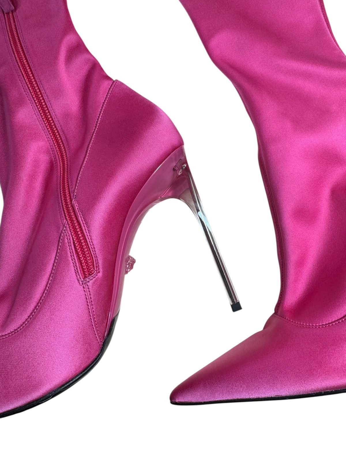 Versace VERSACE Over-the-Knee Boots in Fuchsia Satin Finish Size US 10 / IT 40 - 5 Thumbnail