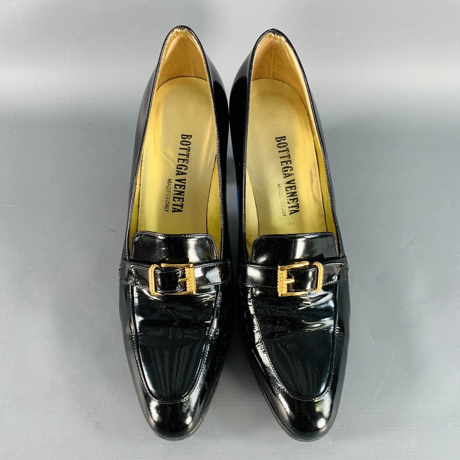 Bottega Veneta BOTTEGA VENETA Size 9 Black Gold Patent Leather Buckle Pumps Size US 9 / IT 39 - 4 Thumbnail