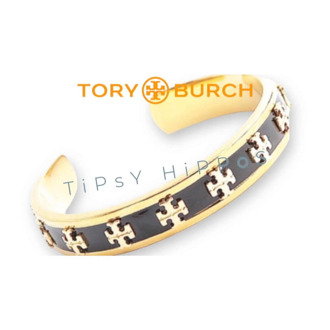 Tory Burch Stunning Tory Burch Gold & Black Bangle Bracelet Size ONE SIZE - 3 Thumbnail