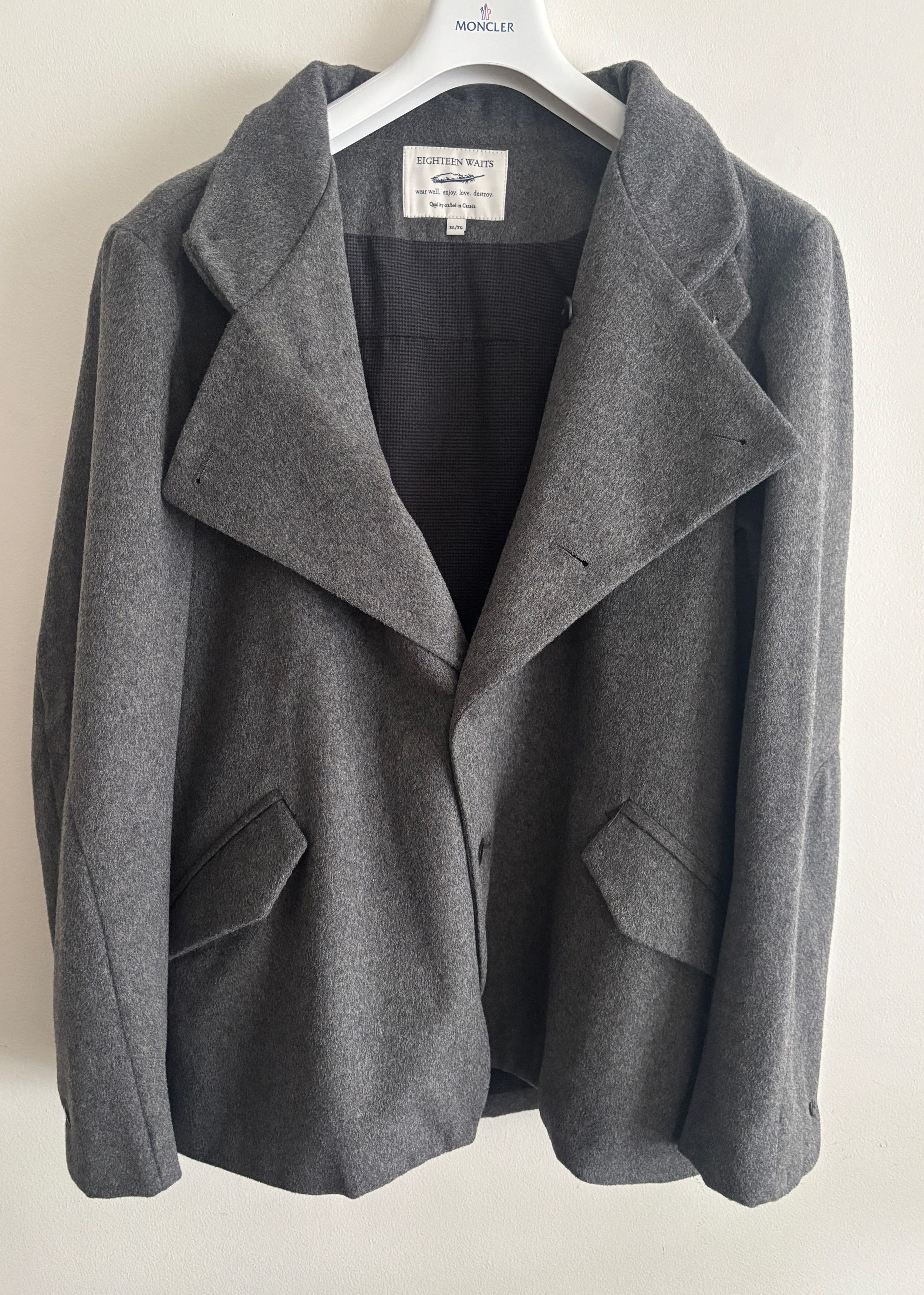 18 Waits $395 Grey Wool Pea Coat / Brigadier Jacket Large - XL Size US L / EU 52-54 / 3 - 7 Thumbnail