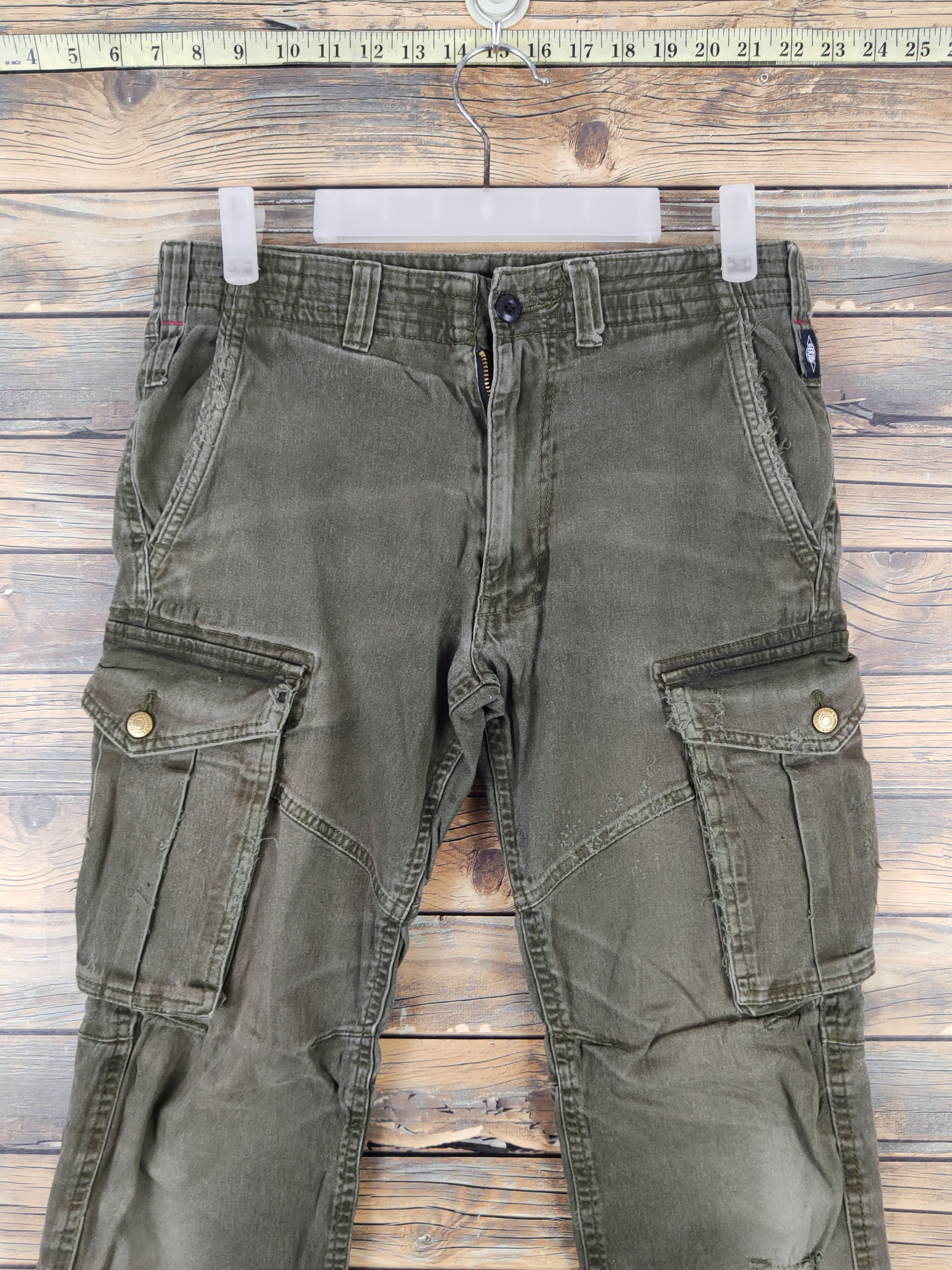 Japanese Brand Geride Olive Faded Multipocket Tactical Cargo Pants #W1047 Size US 29 - 2 Thumbnail