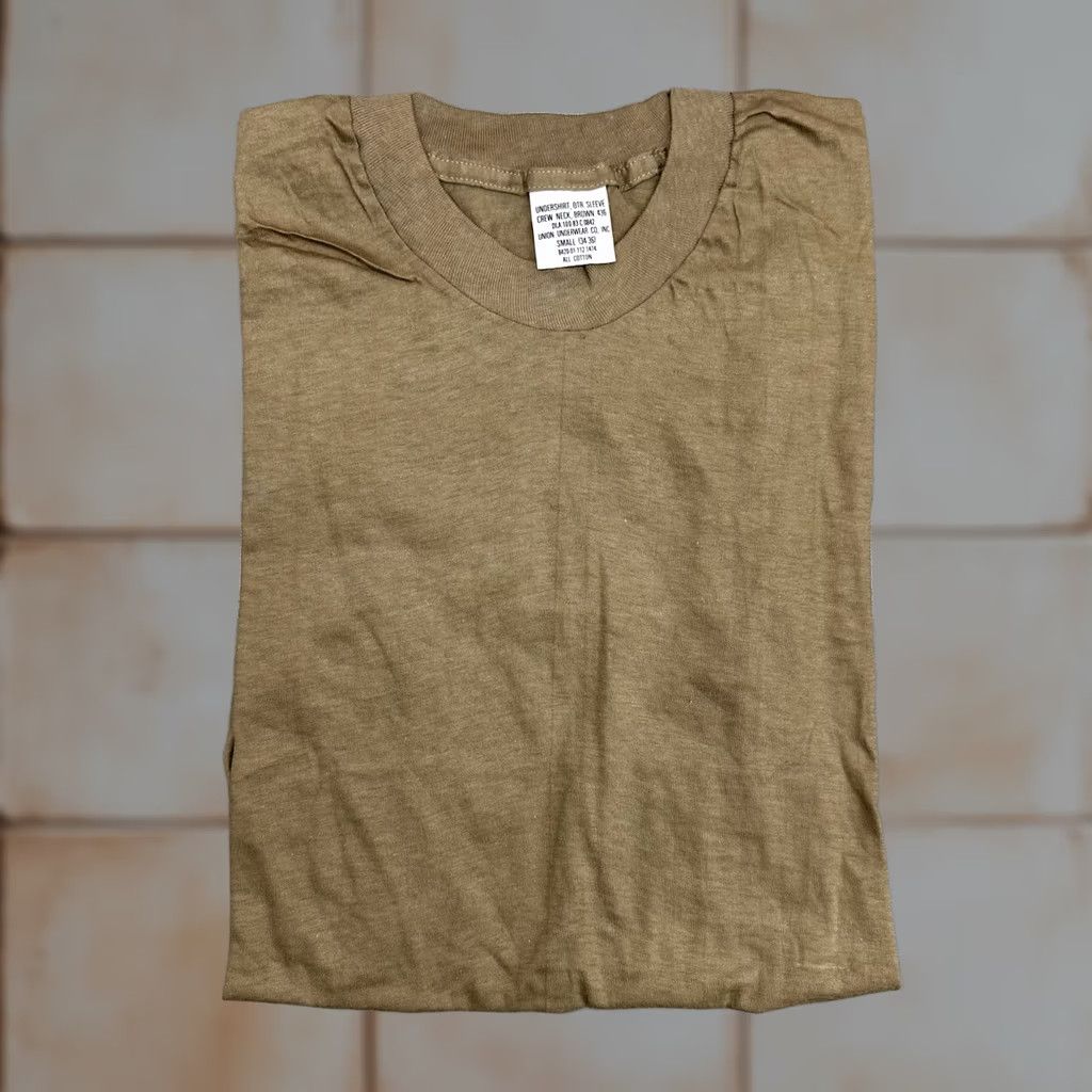 Vintage VINTAGE Military Undershirt American Vintage Crewneck Brown All Cotton Qtr. Sleeve 80s Small Mens Size US S / EU 44-46 / 1 - 1 Thumbnail