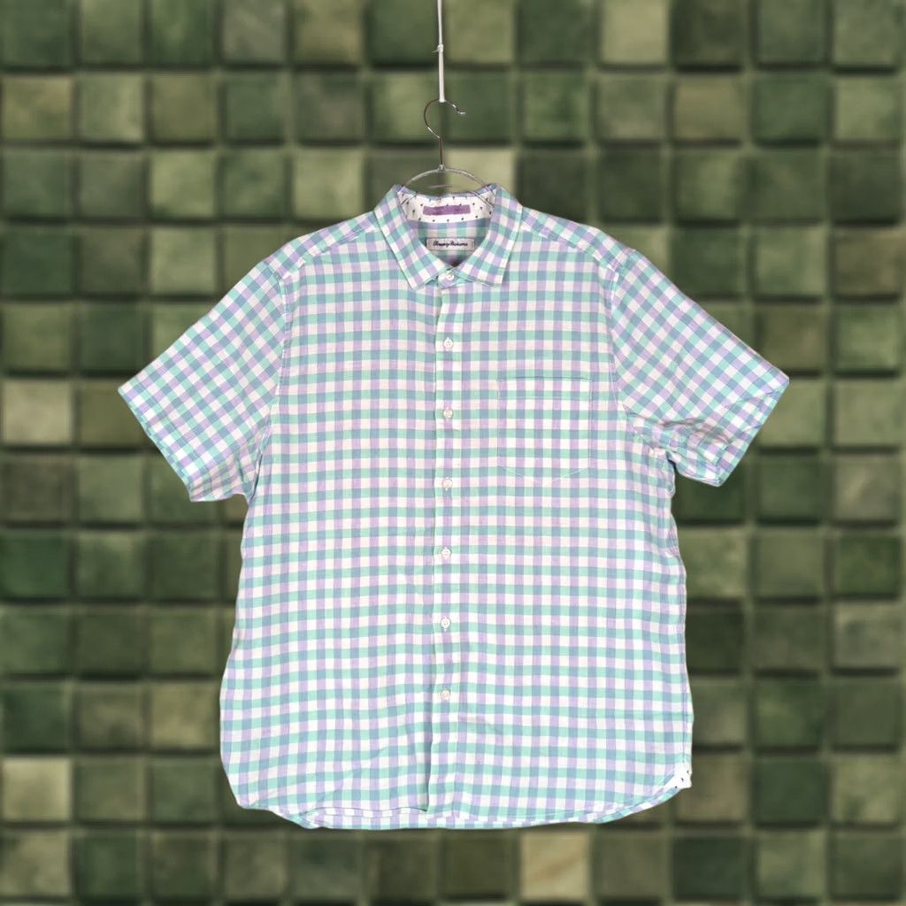 Tommy Bahama Tommy Bahama Shirt Mens Size L Lavender/green Linen/ Cotton Blend Short Sleeve Button Up Size US L / EU 52-54 / 3 - 1 Thumbnail