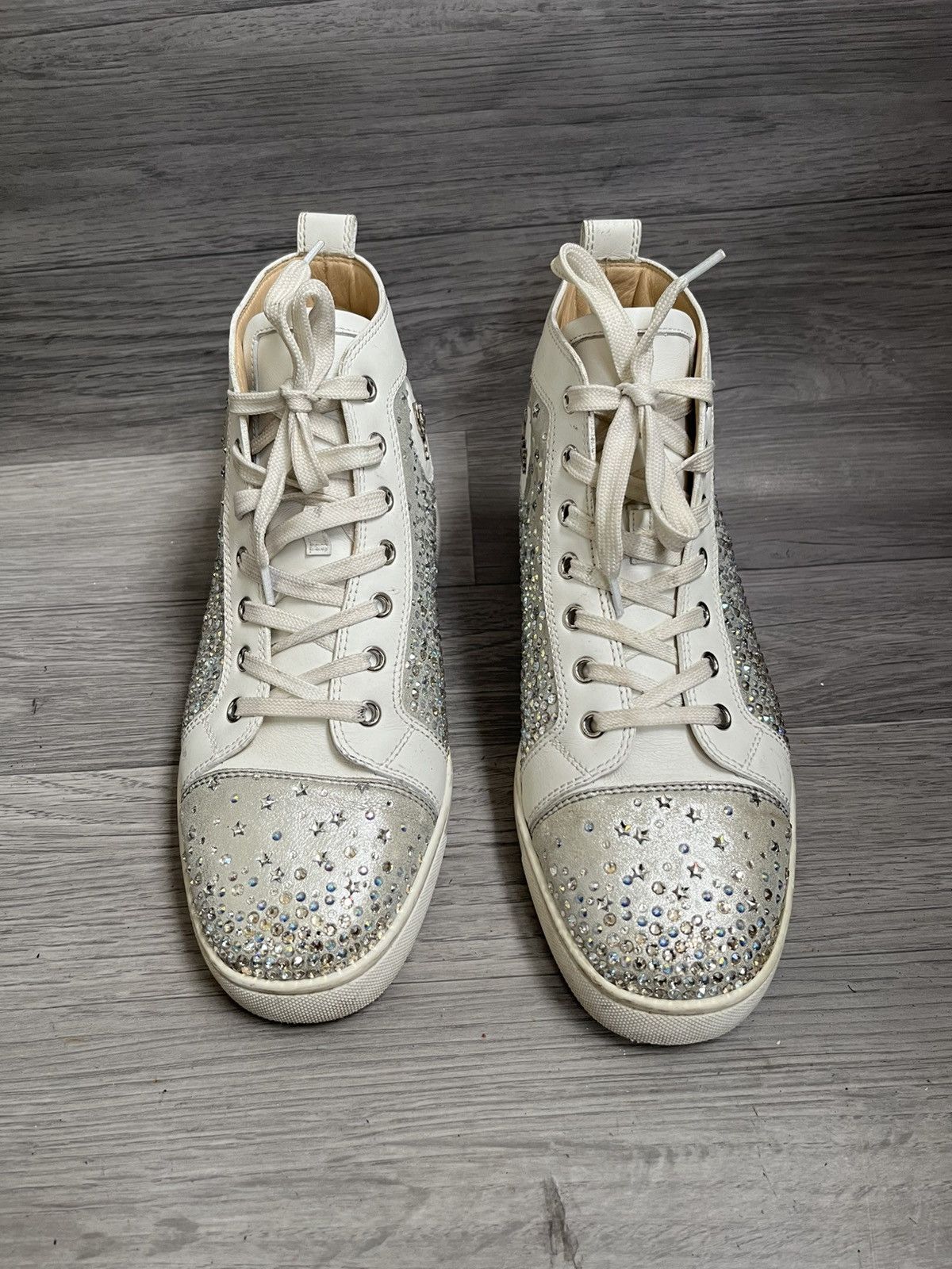 Christian Louboutin Christian loubotin leather crystal emblished hi-top sneaker Size US 7 / EU 40 - 2 Thumbnail