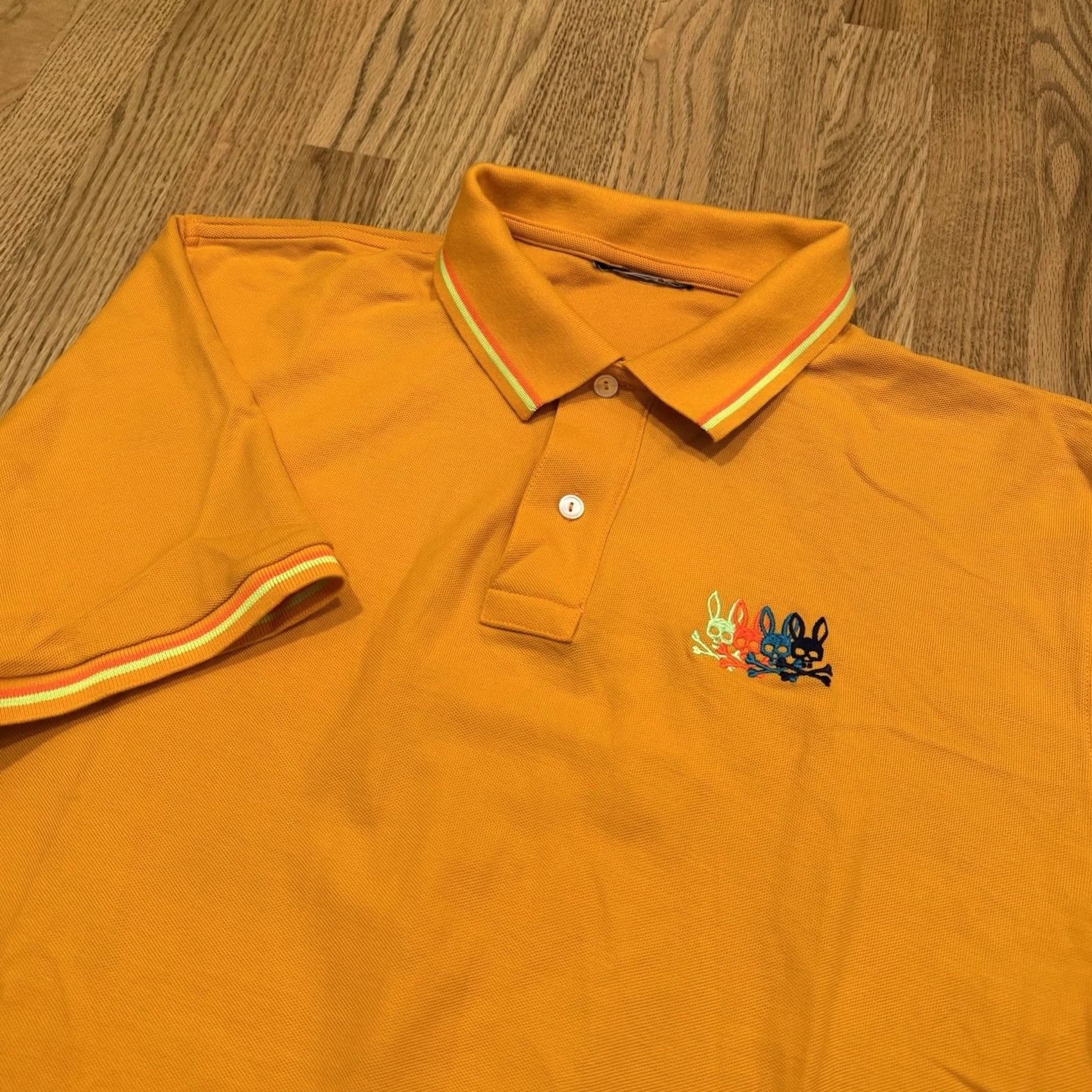 Psycho Bunny Psycho Bunny Polo Shirt Mens XL Short Sleeve Orange Neon Cotton Embroidered Logo Button Polo Shirt Size US XL / EU 56 / 4 - 2 Thumbnail
