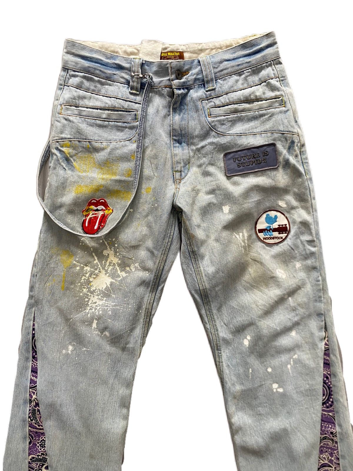 If Six Was Nine × Japanese Brand × The Rolling Stones JAPAN BRAND JOGE MARTIN DISTRESS PAINTED BANDANA DENIM Size US 31 - 4 Thumbnail