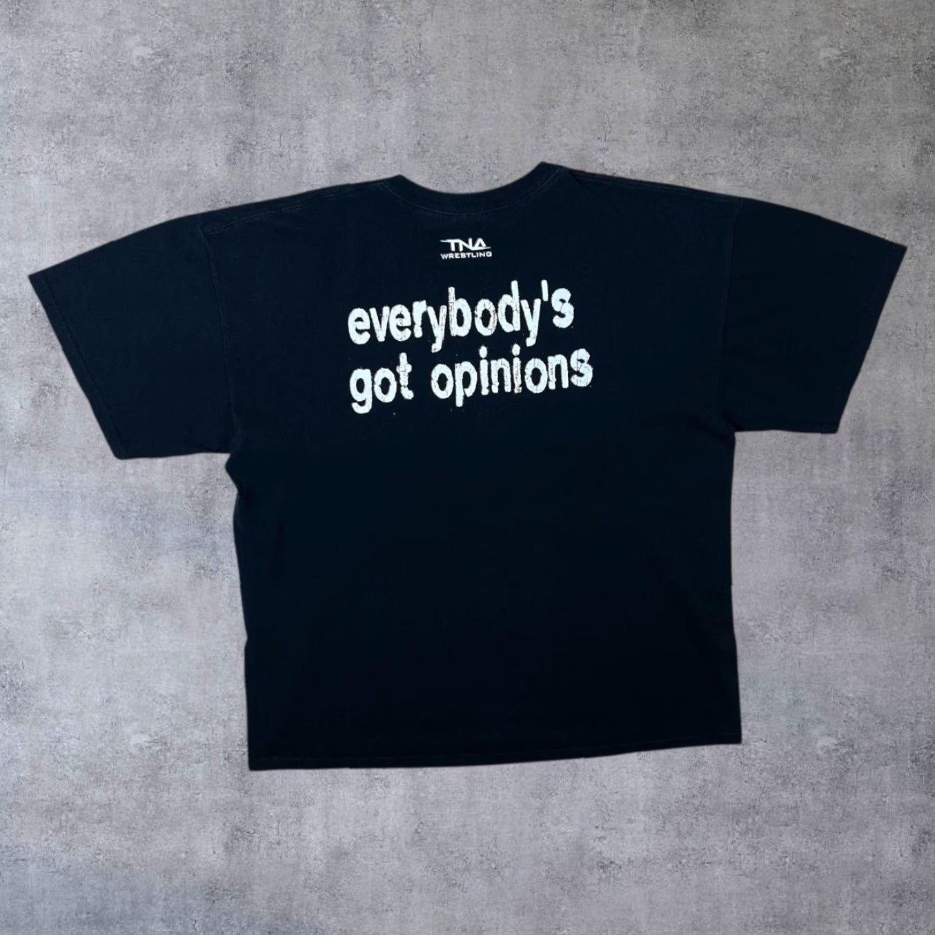 Gildan TNA Wrestling Mr Anderson “Everybody’s Got Opinions” Spellout Graphic T-Shirt XL Men Black Graphic Print Short Sleeve Round Neck Cotton TNA Size US XL / EU 56 / 4 - 2 Thumbnail