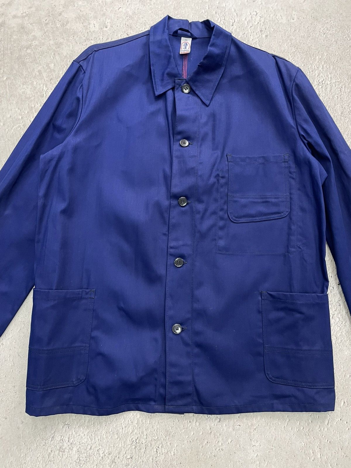 Le Laboureur Vintage 70s/80s French Cotton Twill Chore Jacket Indigo Size US XL / EU 56 / 4 - 2 Thumbnail