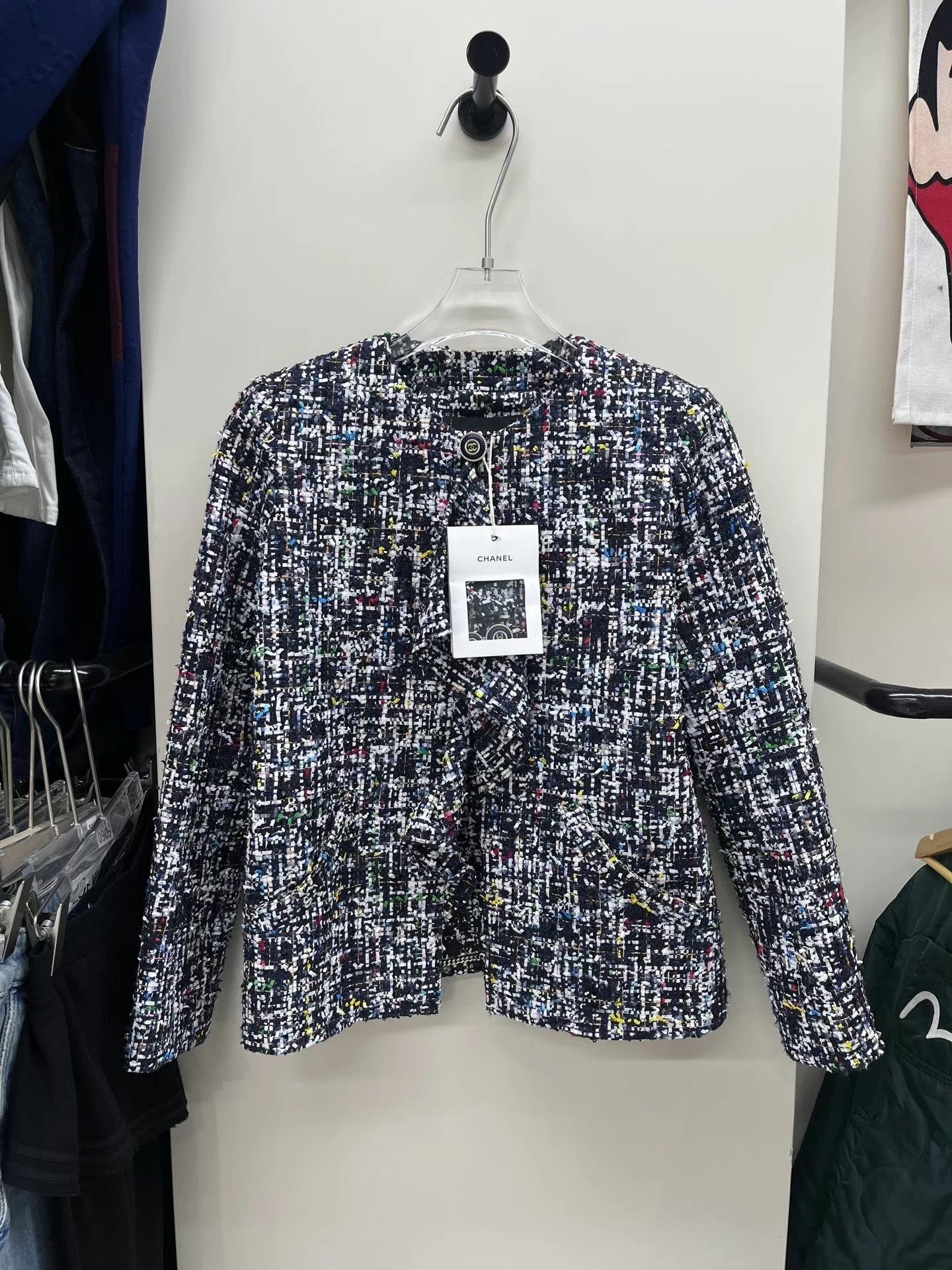 Chanel woven tweed jacket heavy sequined weave