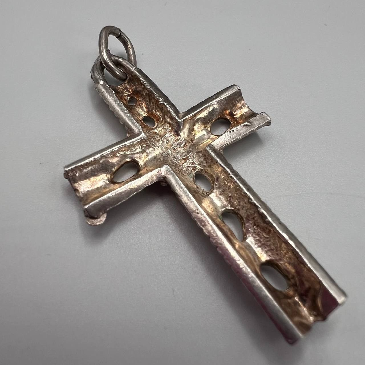 Vintage Italian Cross Pendant Gilded Silver 800 Catholic