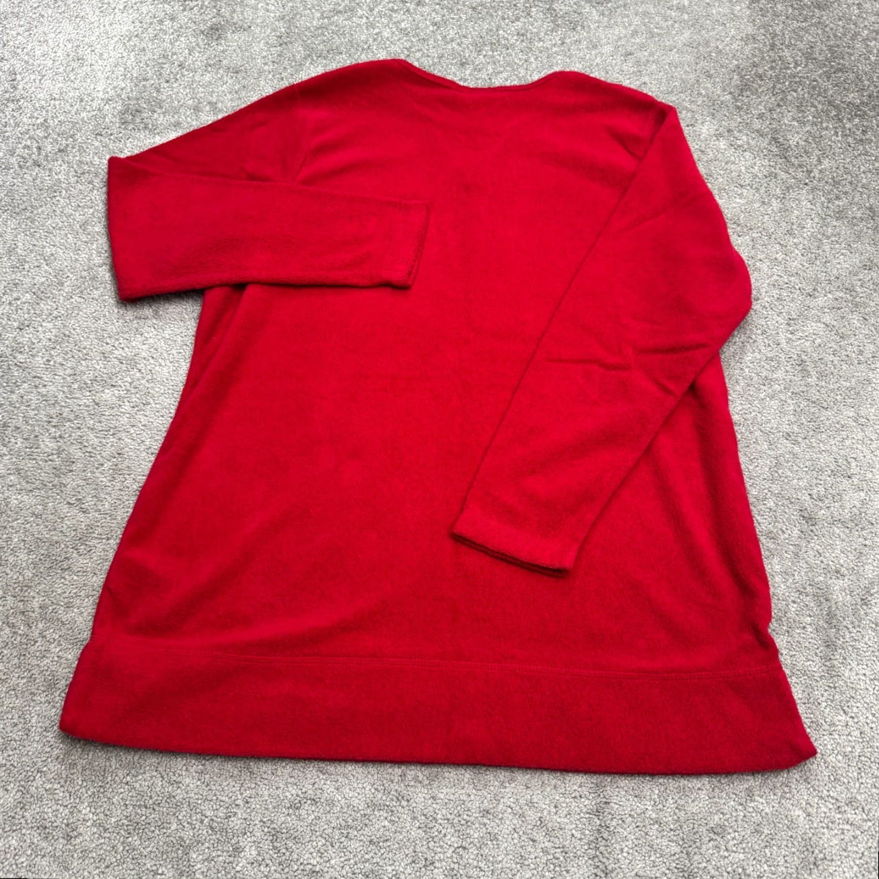 Vintage Woman Within Pullover Sweatshirt Womens M Red Crew Neck Fleece Casual Regular Fit Long Sleeve Solid Cotton Polyester Blended Fabric All Seasons Size M / US 6-8 / IT 42-44 - 2 Thumbnail
