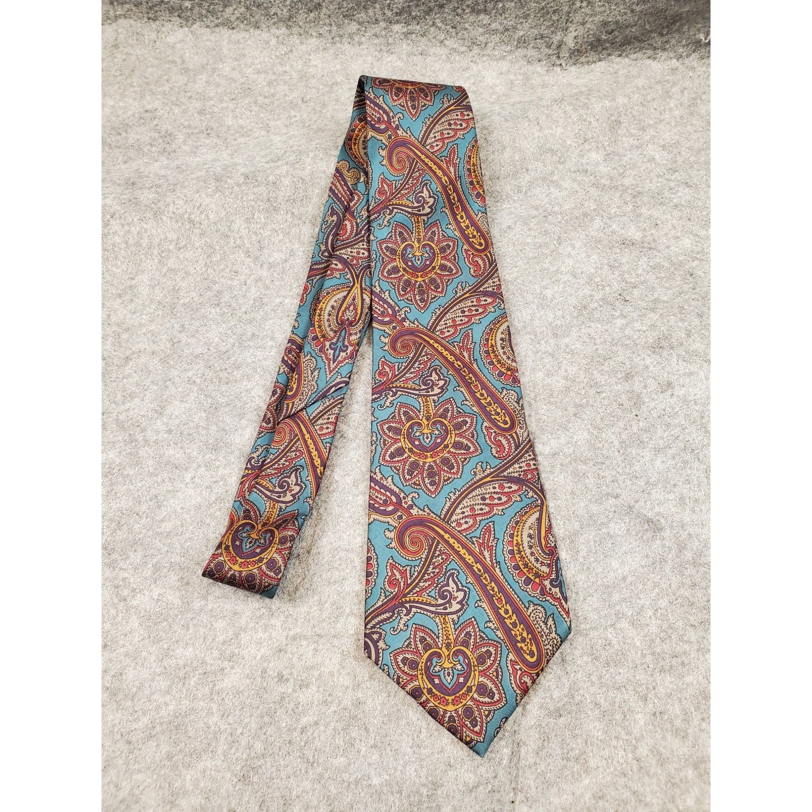 Other Vintage Men's Claybrooke Silk Teal Paisley Necktie Size ONE SIZE - 2 Thumbnail