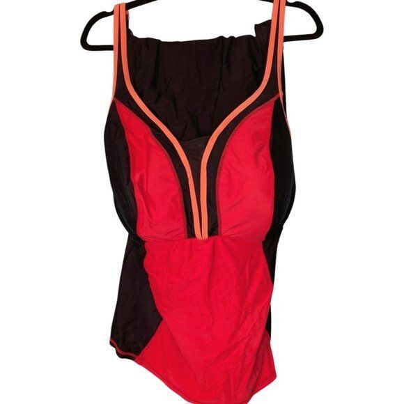Other Plus Black and Pink Colorblock Tankini Top Bra Fit Size 3XL / US 20-22 - 1 Thumbnail