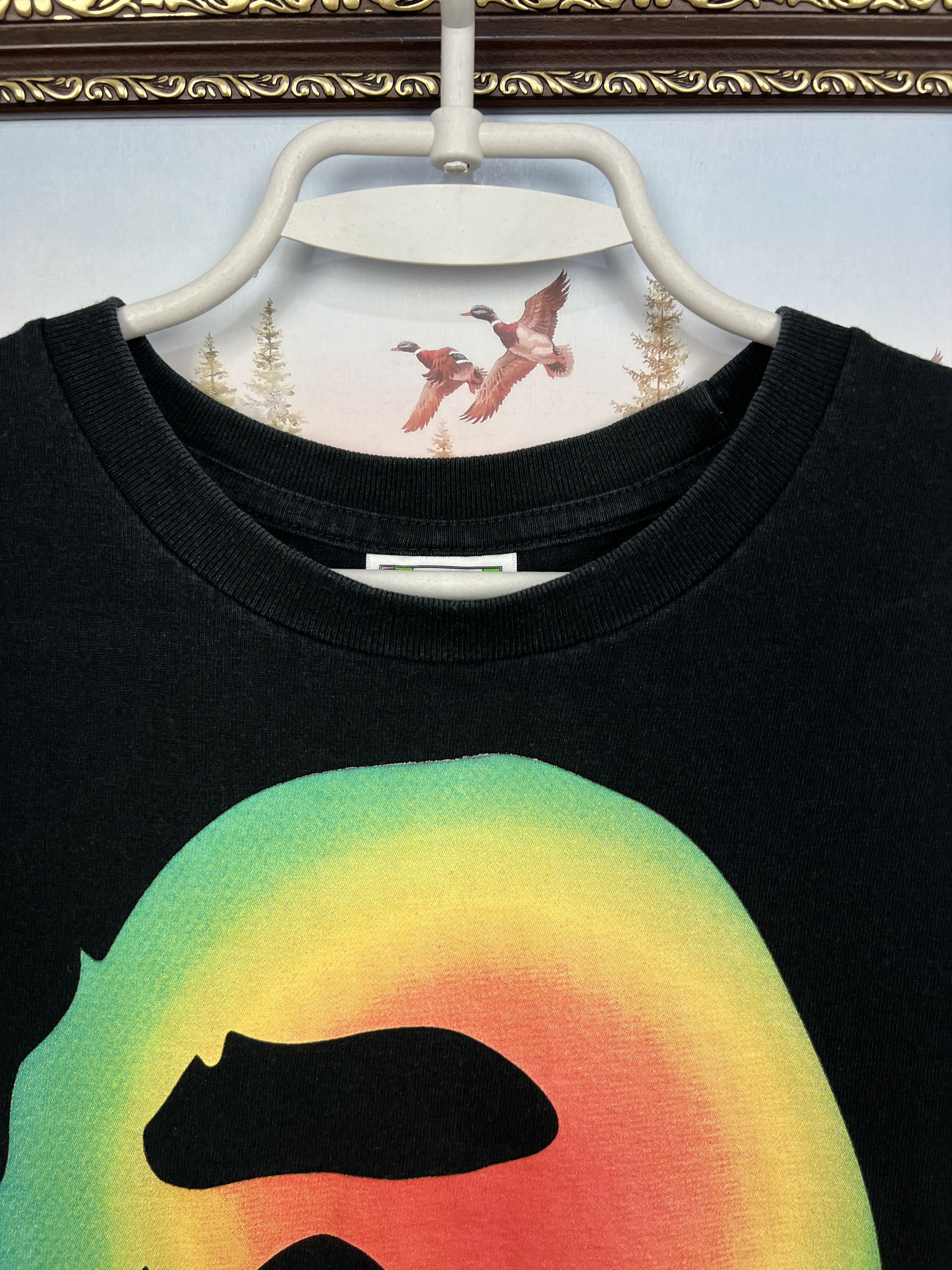 Vintage Bape Rainbow By Bathing Ape Tee Over Print Black Shirt Size US XS / EU 42 / 0 - 5 Thumbnail