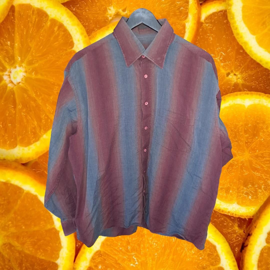 BUGATCHI Bugatchi Blue and Red Striped Button Up Long Sleeve Shirt Si Size US XL / EU 56 / 4 - 1 Thumbnail