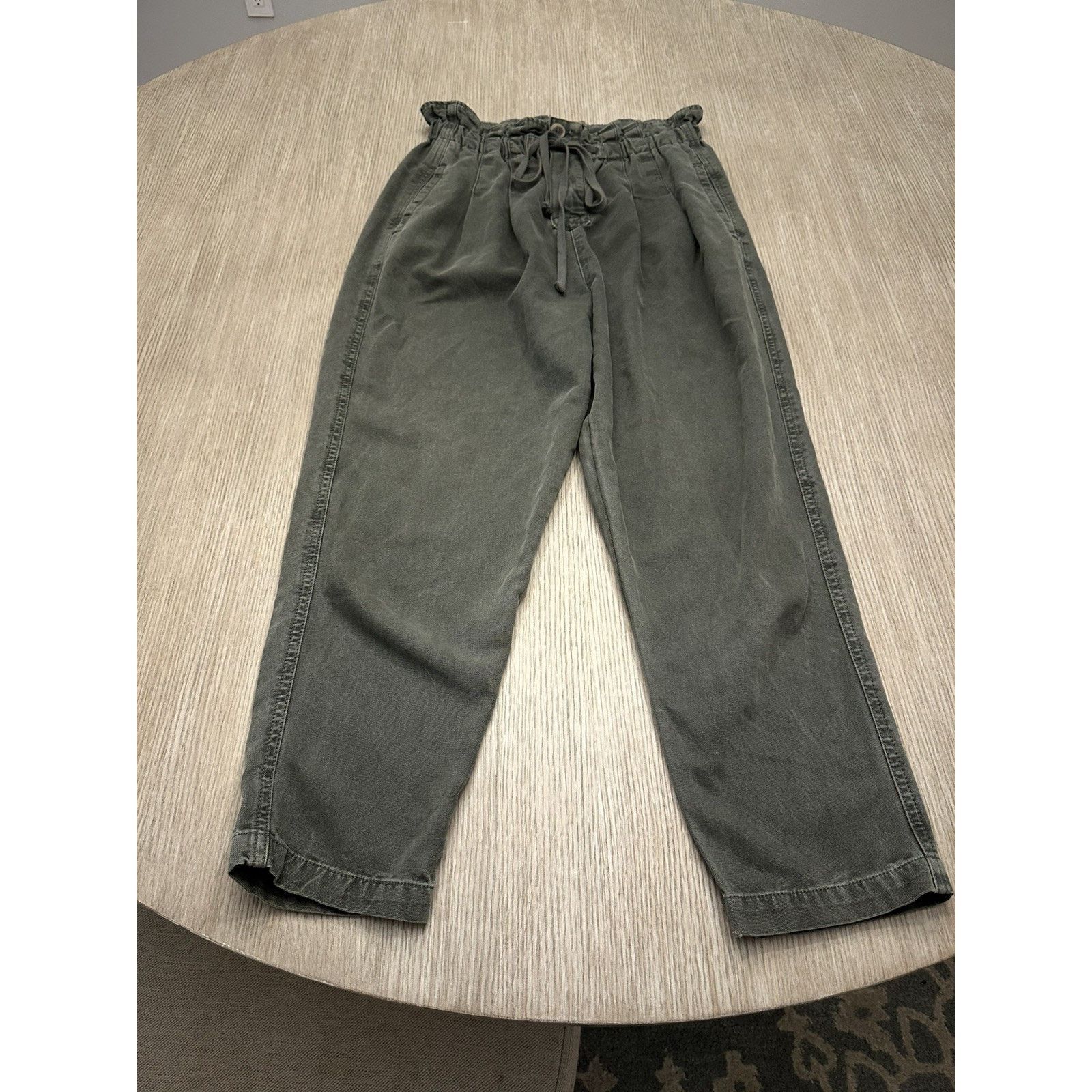 Free People Free People Womens S High-Waisted Olive Green Paperbag Pant Size 27" / US 4 / IT 40 - 3 Thumbnail