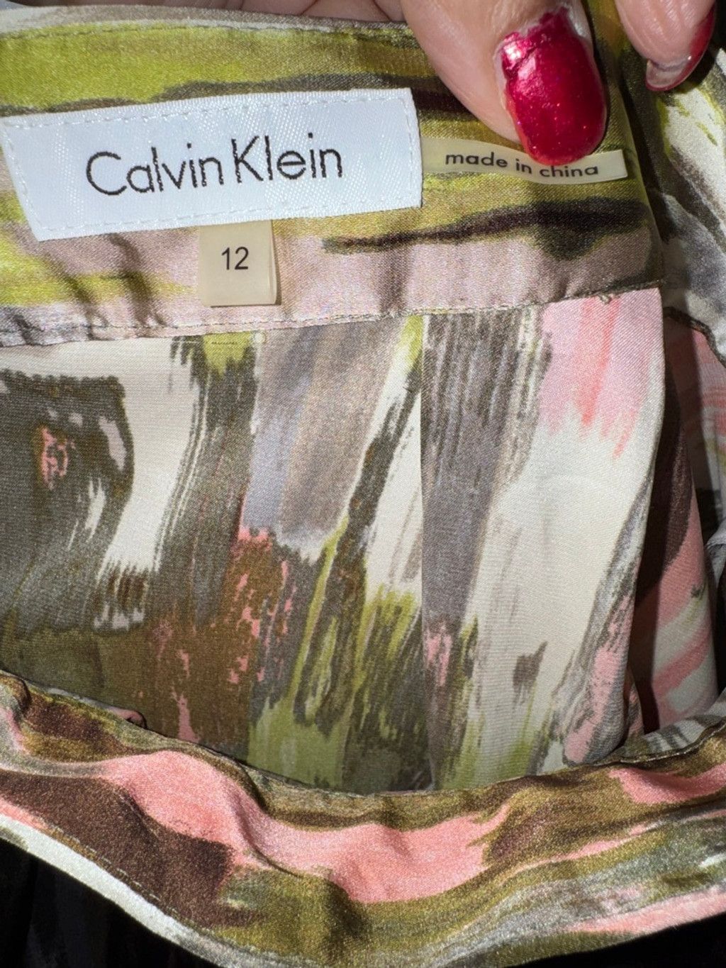 Calvin Klein Calvin Klein Watercolor Print Silk Skirt Size 34" / US 12 / IT 48 - 5 Thumbnail