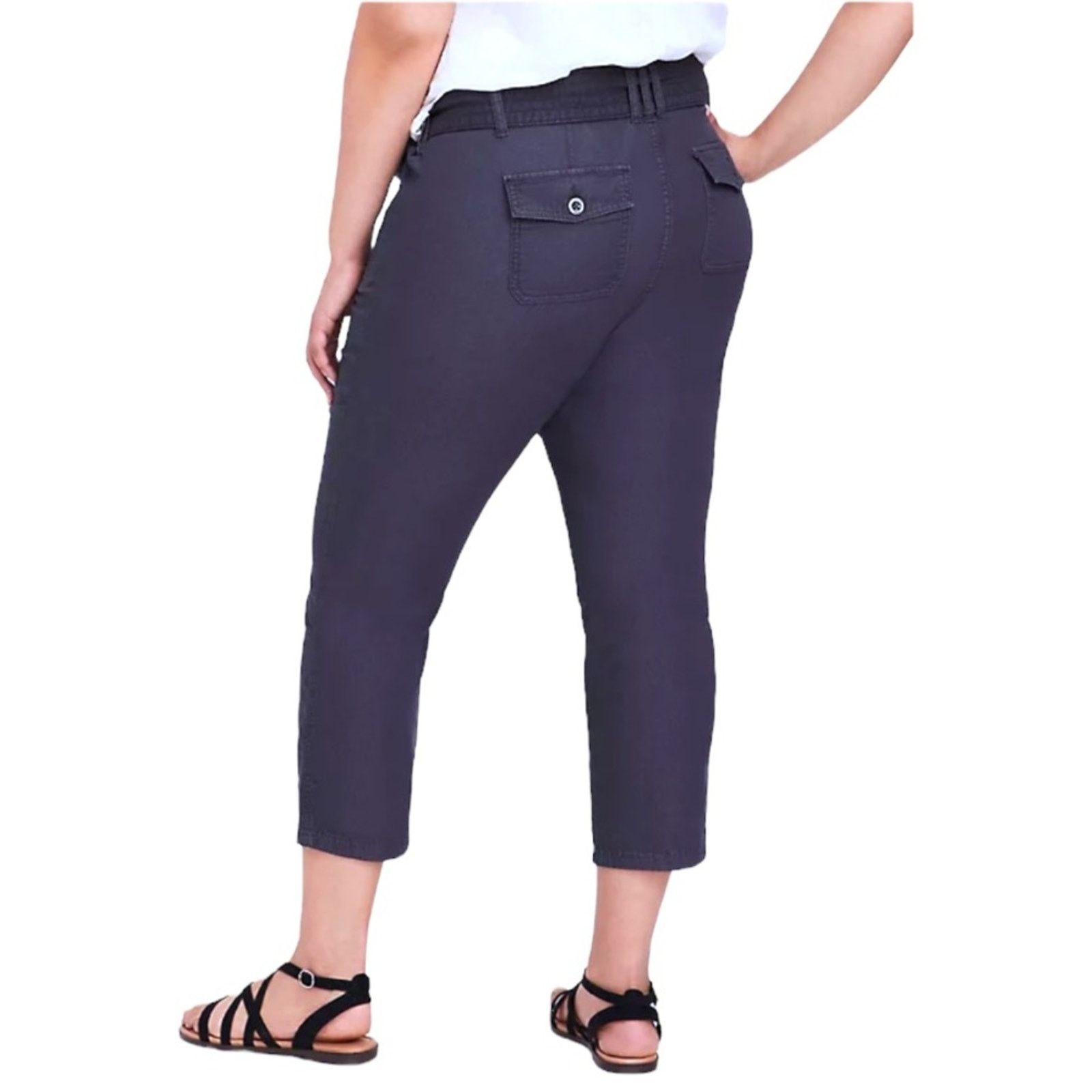 Other Torrid Crop Skinny Stretch Chambray Tie-front Pants Size 42" / US 20 - 2 Thumbnail