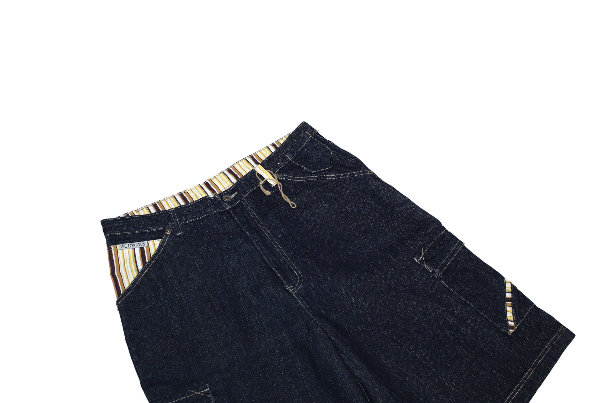 Japanese Brand VTG 🔥 Victorious Linen-Cotton Raw Denim Cargo Baggy Jeans Size US 36 / EU 52 - 5 Thumbnail