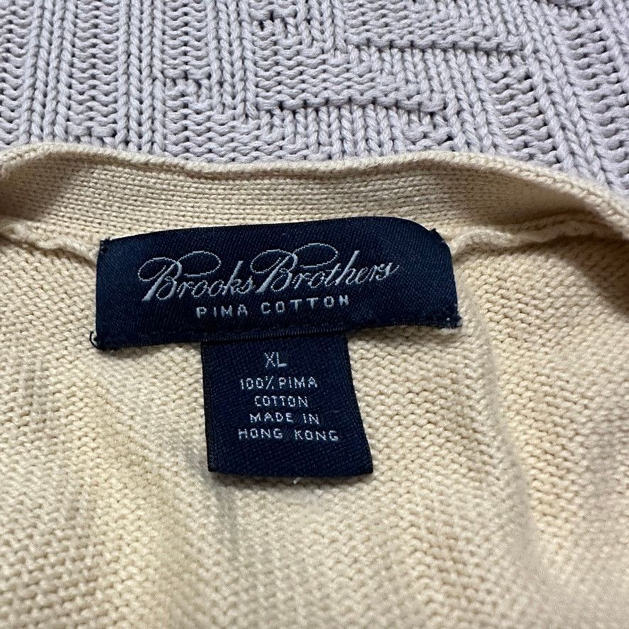 Brooks Brothers Brooks Brothers cream v neck cotton sweater Size US XL / EU 56 / 4 - 4 Thumbnail