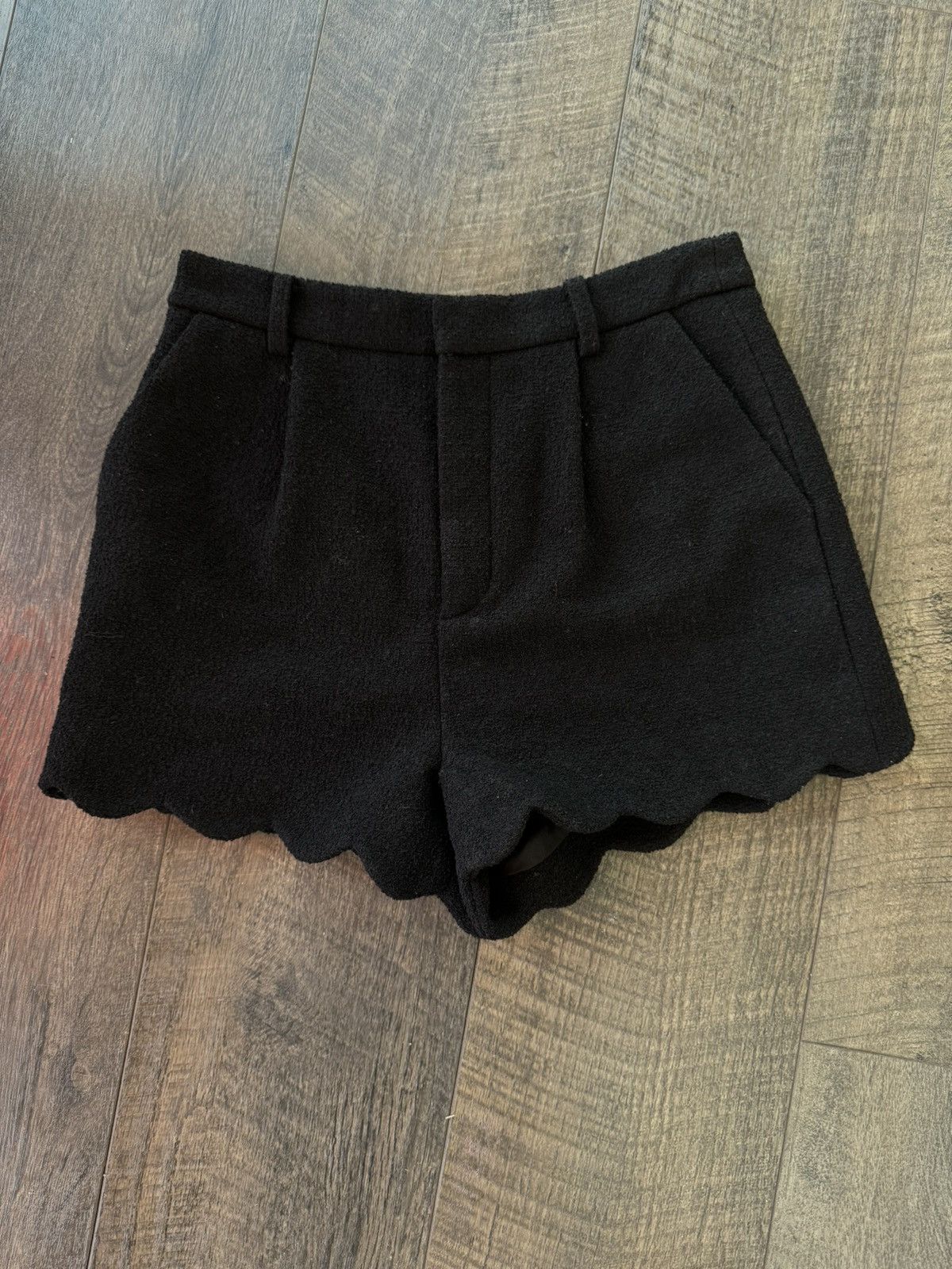 image of Saint Laurent Paris Scallop Tweed Shorts (26) in Black, Men's