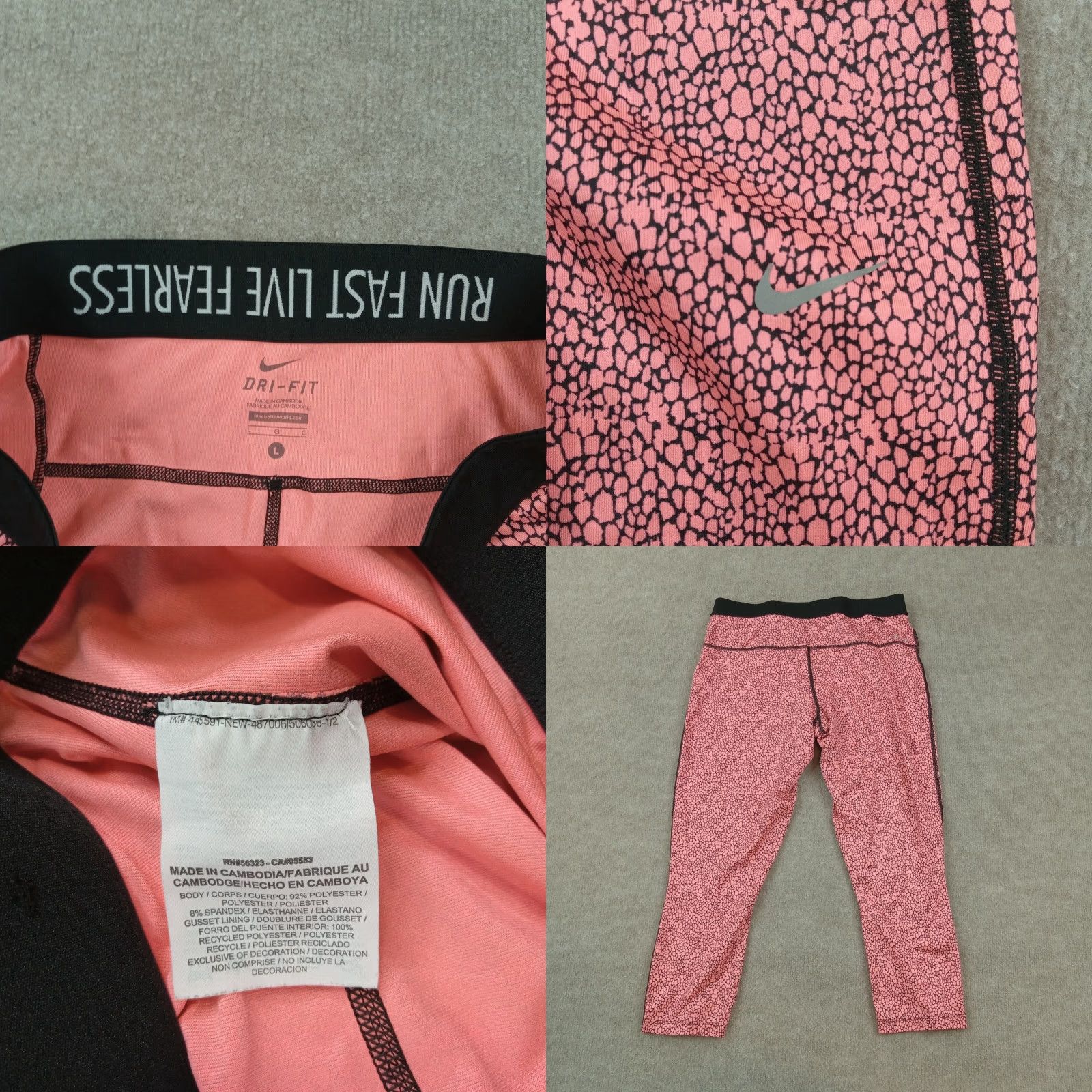 Nike Nike Women's Pink Dri-Fit Running Leggings Large Size 36" / US 14 / IT 50 - 8 Thumbnail