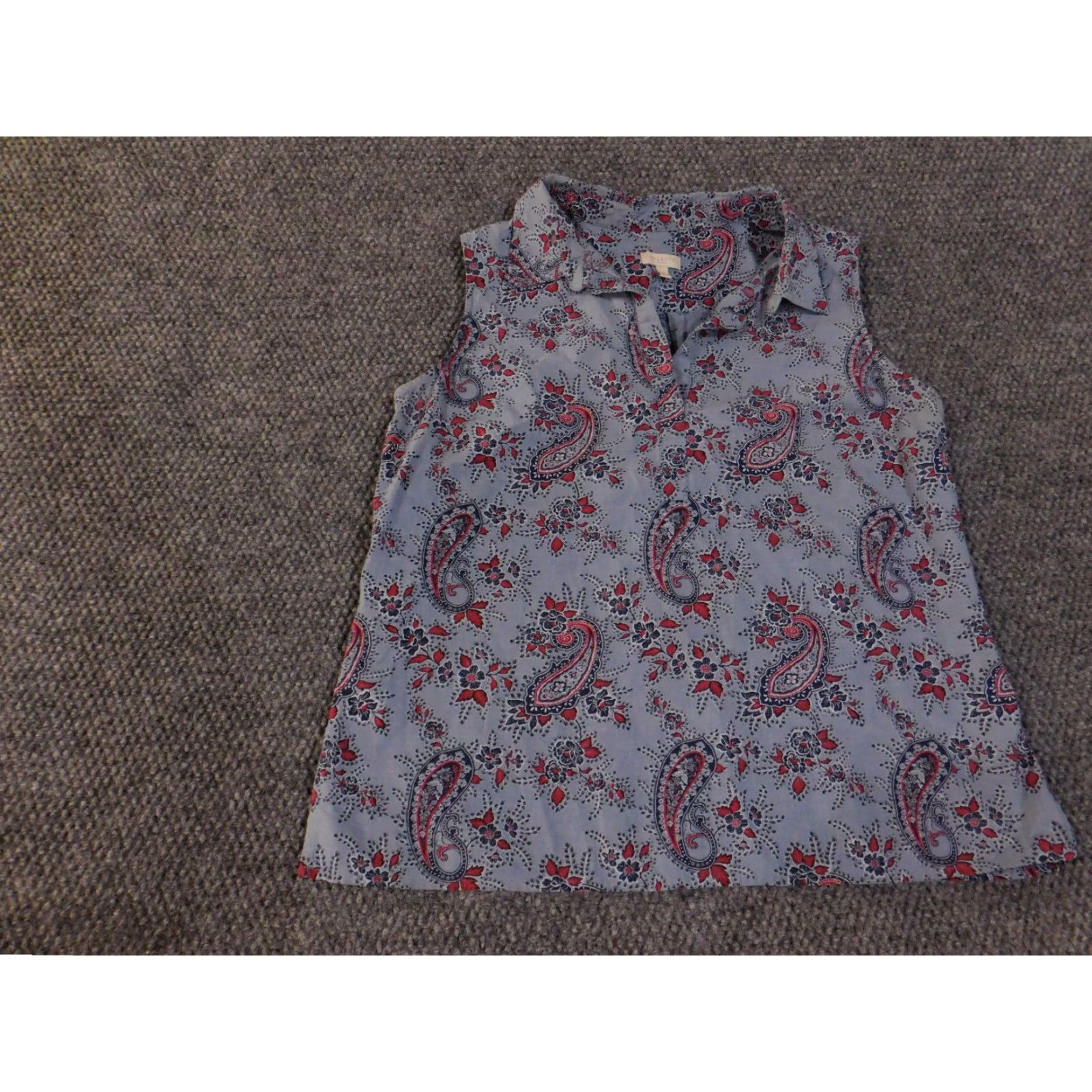 Talbots Talbots Blouse Shirt Womens Petite PM Sleeveless Button Front Multicolor Paisley Cotton Regular Pocket Size M / US 6-8 / IT 42-44 - 4 Thumbnail