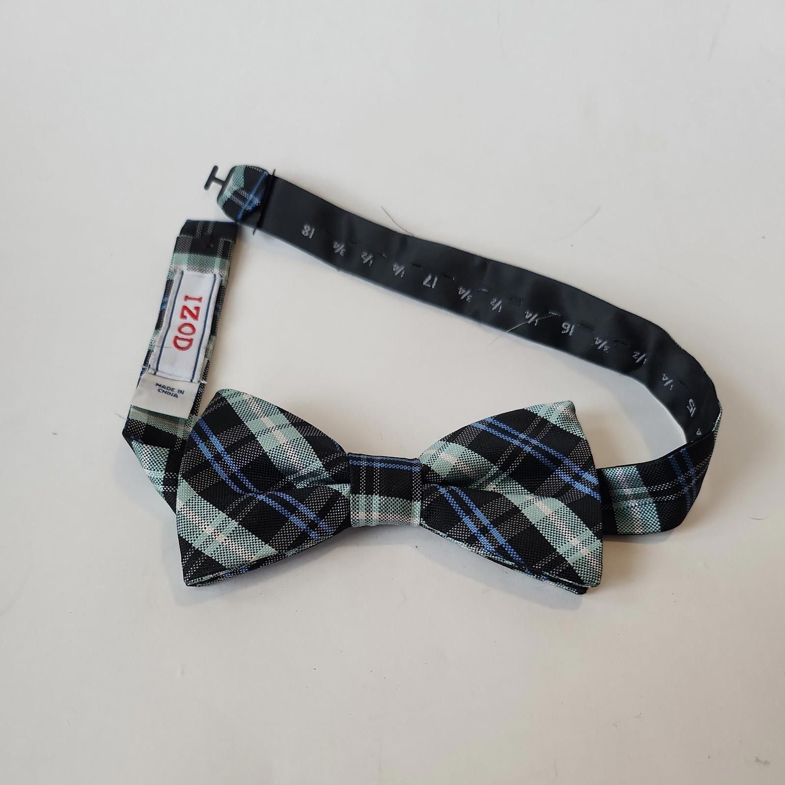 Izod IZOD Vintage Bow Tie Blue Gray Black Plaid 4"x2" Pre Tied Size ONE SIZE - 1 Thumbnail