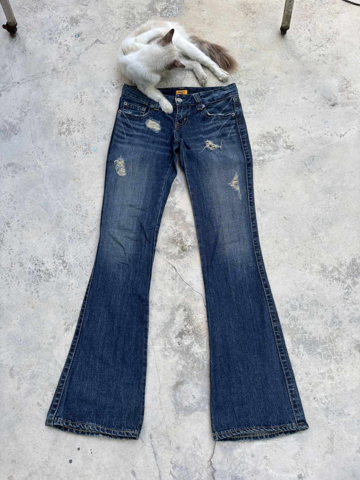 If Six Was Nine Flare Jeans Bootcut Japanese Moussy Distressed Flared Jeans Size 30" / US 8 / IT 44 - 1 Thumbnail