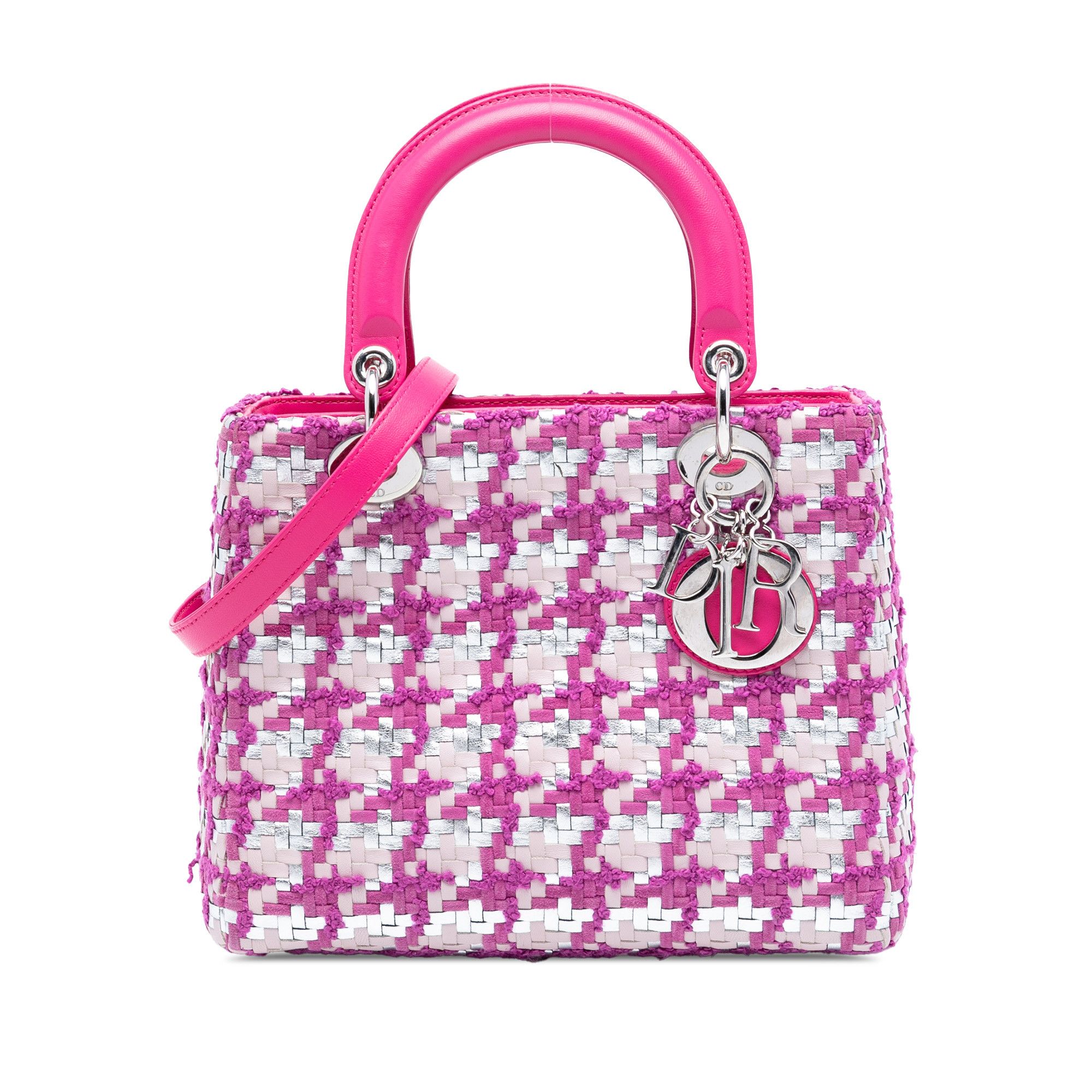 Dior Medium Lambskin And Tweed Lady Dior
