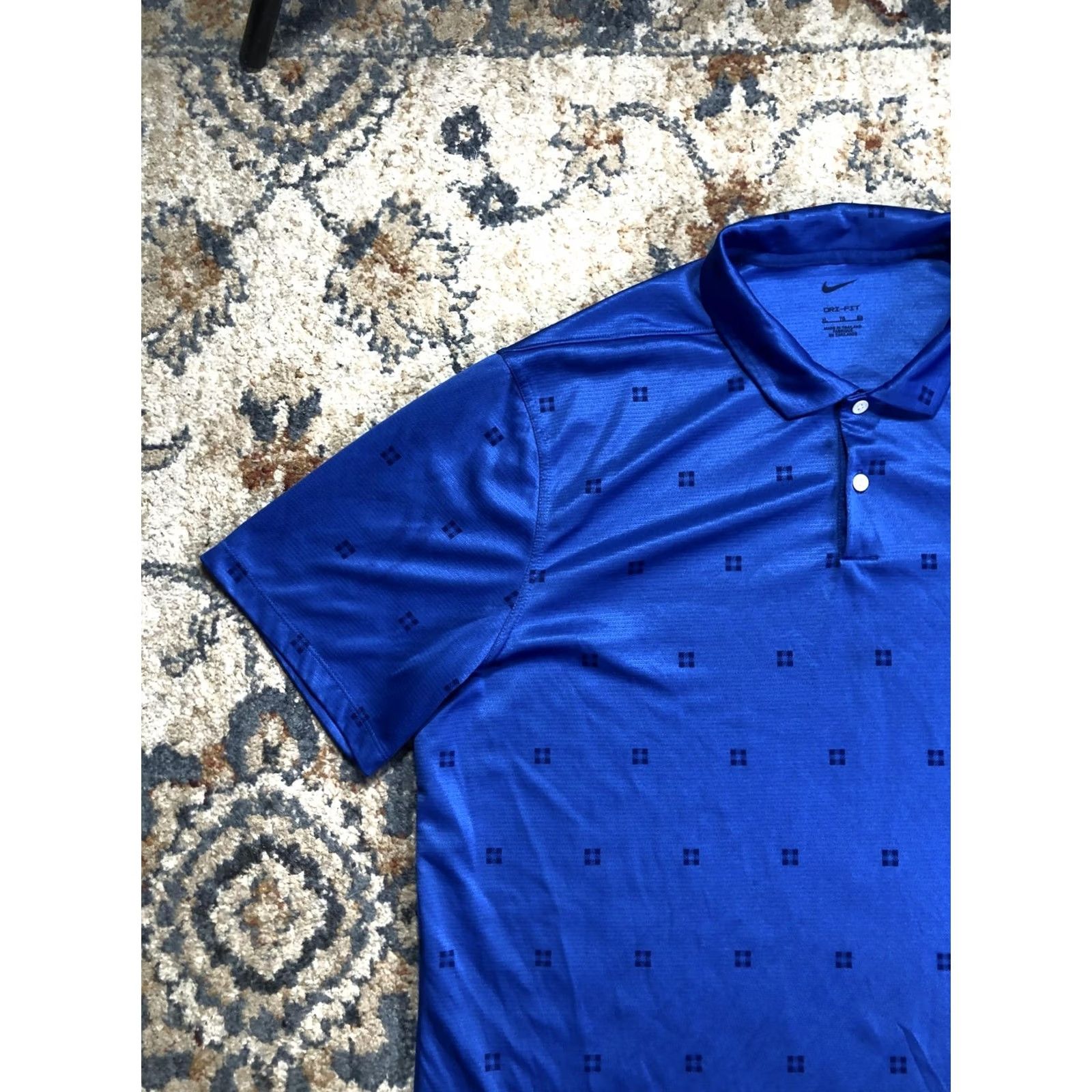 Nike Nike Dri-FIT Polo Shirt Mens XL Blue Geometric Golf Short Sleeve Performance Size US XL / EU 56 / 4 - 3 Thumbnail
