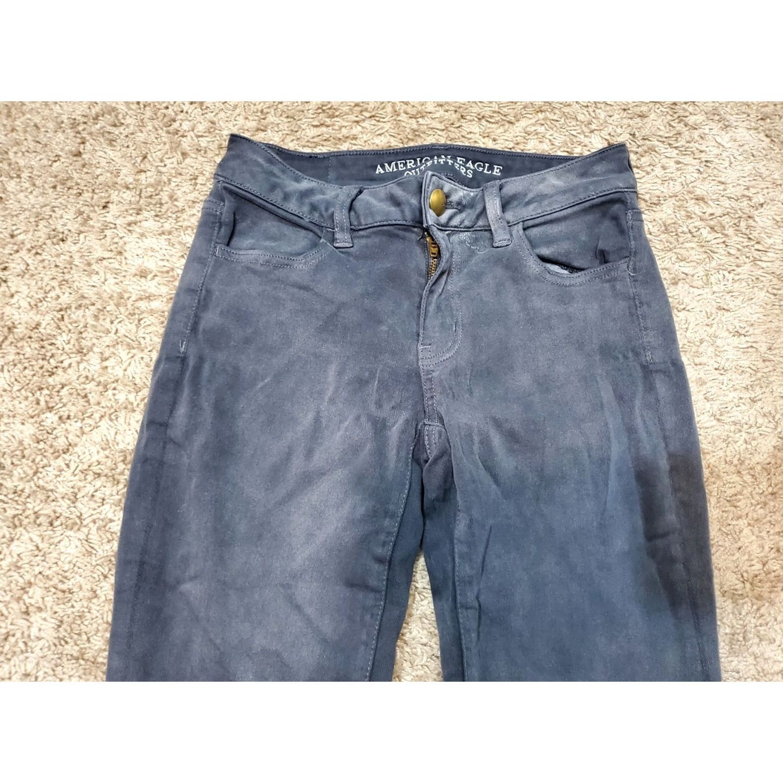 American Eagle Outfitters VINTAGE American Eagle Womens Jeans Size 2 Mid Rise Jegging Distressed Black Denim Size 26" / US 2 / IT 38 - 4 Thumbnail