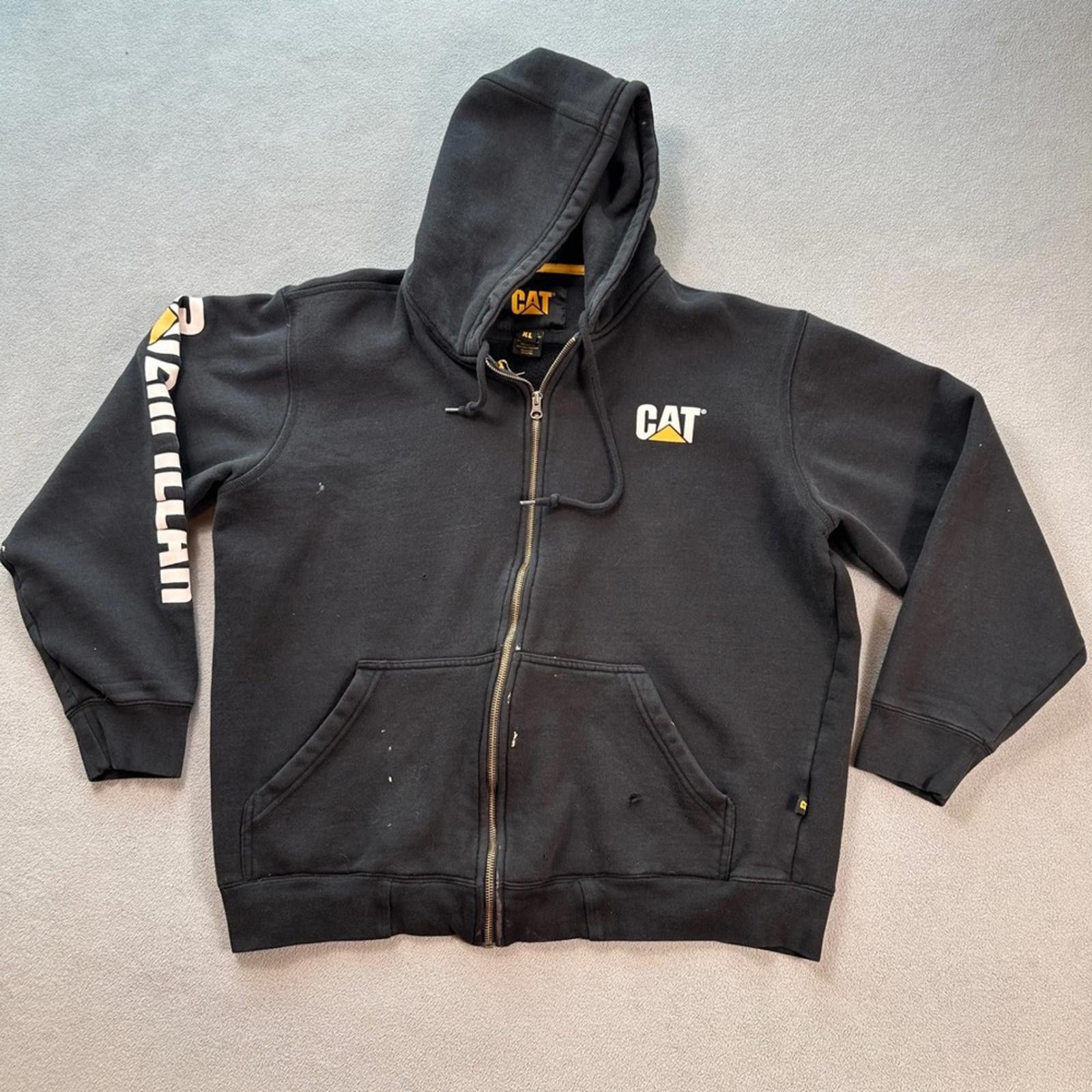 Caterpillar CAT Caterpillar Full Zip Hoodie Jacket Mens XL Black Work Size US XL / EU 56 / 4 - 1 Thumbnail