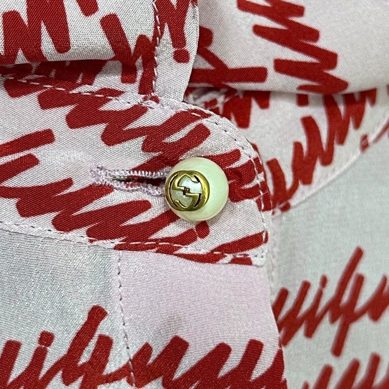 Gucci Gucci Pearl logo streamer silk shirt 2504-Nextarrow Size M / US 6-8 / IT 42-44 - 3 Thumbnail