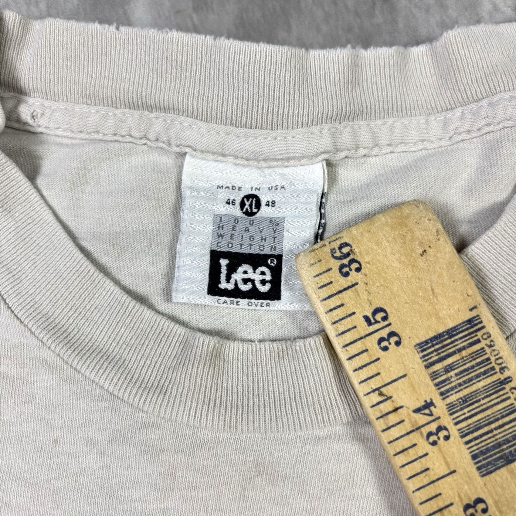Lee VINTAGE Lee T-Shirt Men XL White 90s Distressed Crew Neck Short Sleeve Cotton Thrashing Adventure Time Stitch Size US XL / EU 56 / 4 - 5 Thumbnail