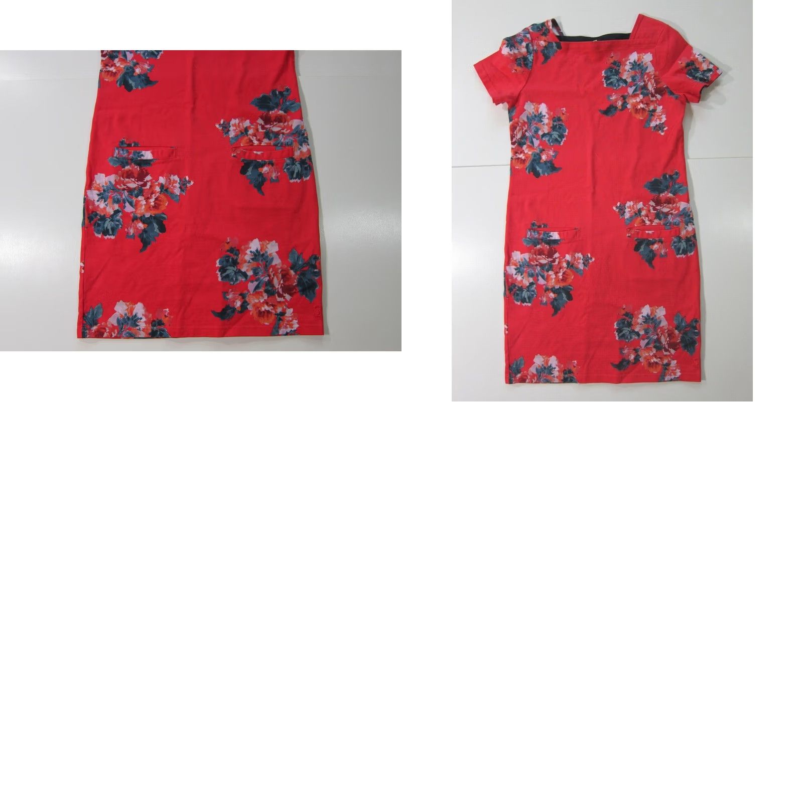 Vintage Joules Francis Cotton Stretch Red Green Floral Straight Tunic Pocket Shirt Dress Size 6 Size M / US 6-8 / IT 42-44 - 8 Thumbnail