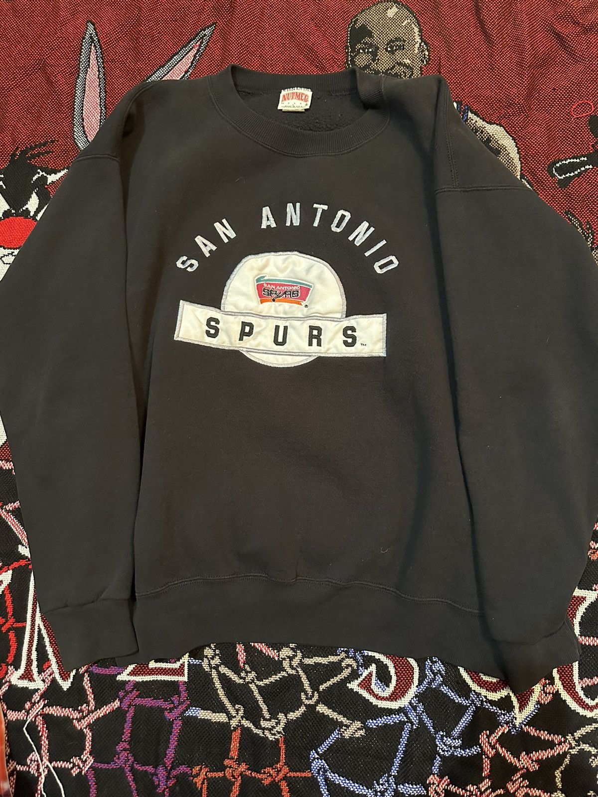 CustomCat San Antonio Spurs Vintage NBA Crewneck Sweatshirt Heliconia / 5XL