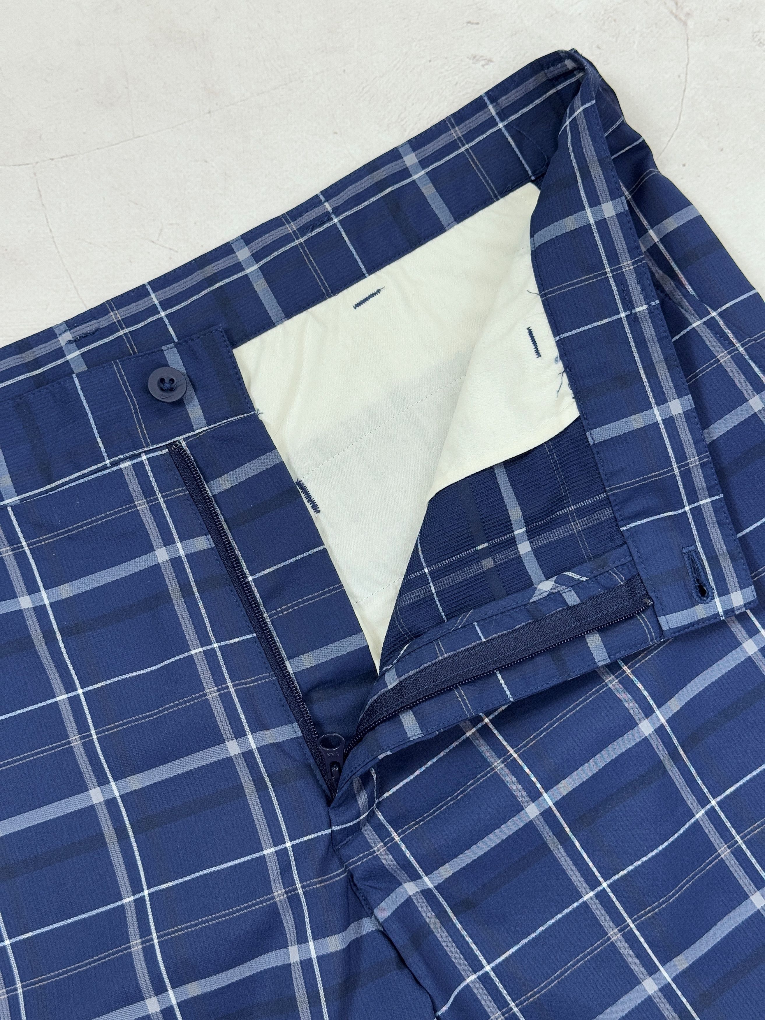 Nike × Vintage Nike Golf Shorts Swoosh Logo Navy Blue & Check Size US 34 / EU 50 - 8 Thumbnail