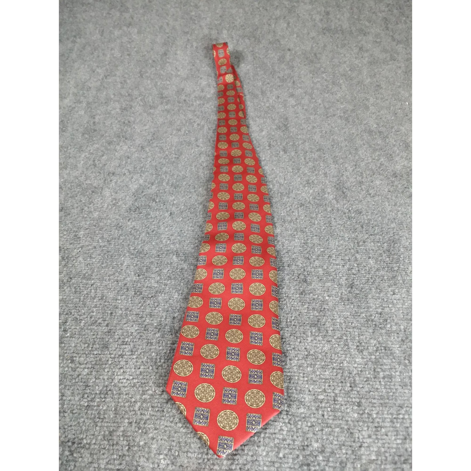 Vintage Valentino Cravatte Silk Neck Tie Men Italy Geometric Red Des Size ONE SIZE - 3 Thumbnail