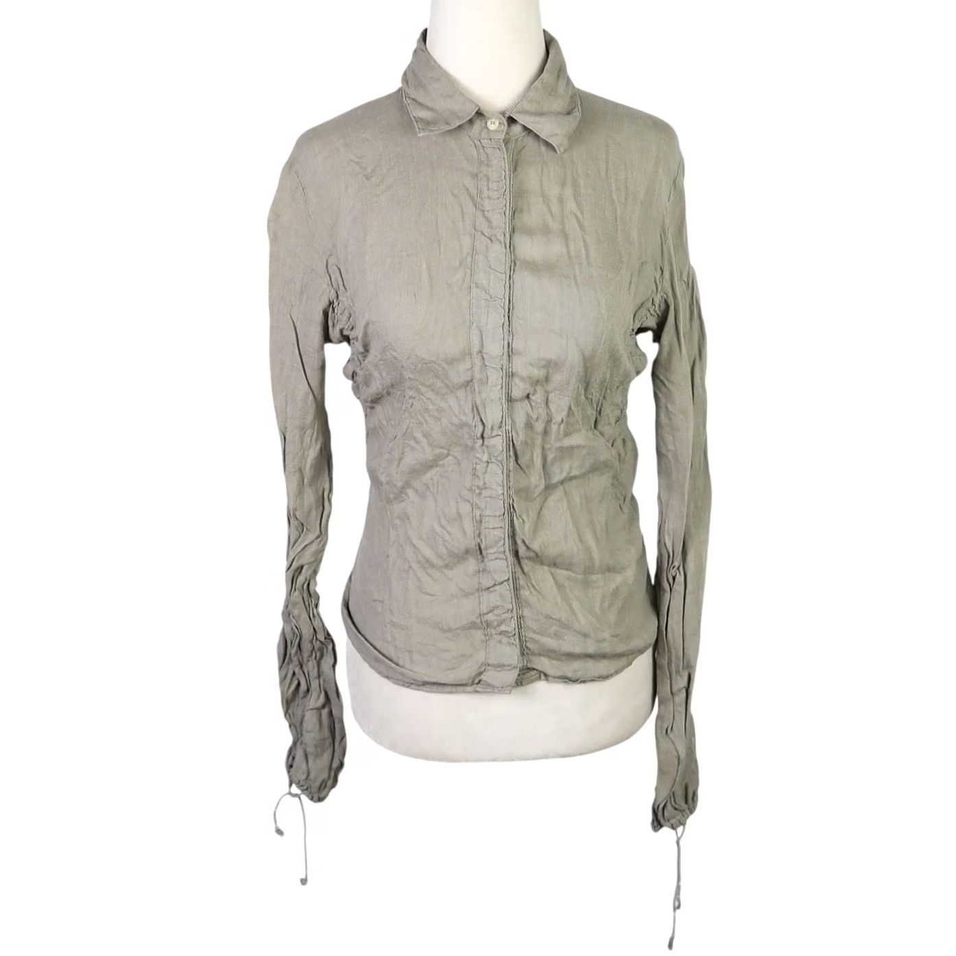 Mason's Mason's Woman Rites Taupe Grey Linen Snap Front Top S Shirt Women Long Sleeve Button-Up Casual Bohemian 100% Linen Autumn Spring Womens Size S / US 4 / IT 40 - 2 Thumbnail