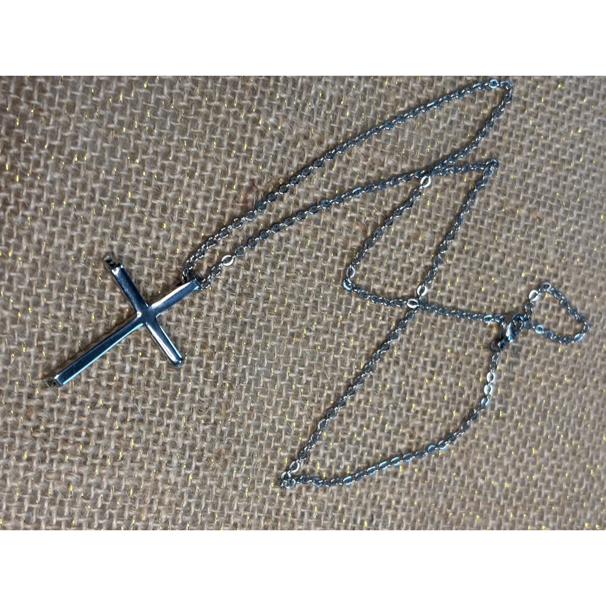 Other Stamped Chisel Sterling Silver Cross Pendant Necklace Size ONE SIZE - 2 Thumbnail