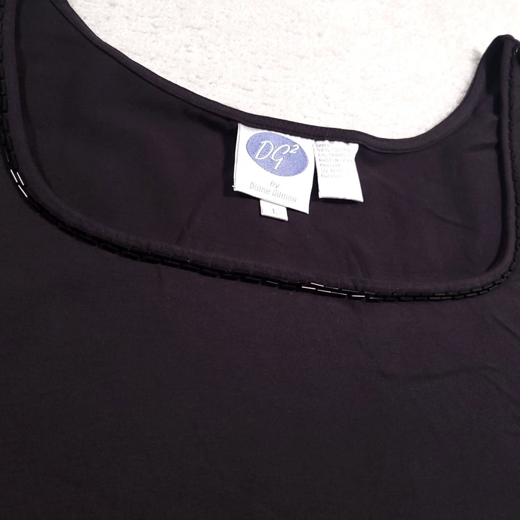 Vintage Diane Gilman Tank Sleeveless Shirt Women's Large Black Beaded Round Neck Size L / US 10 / IT 46 - 3 Thumbnail