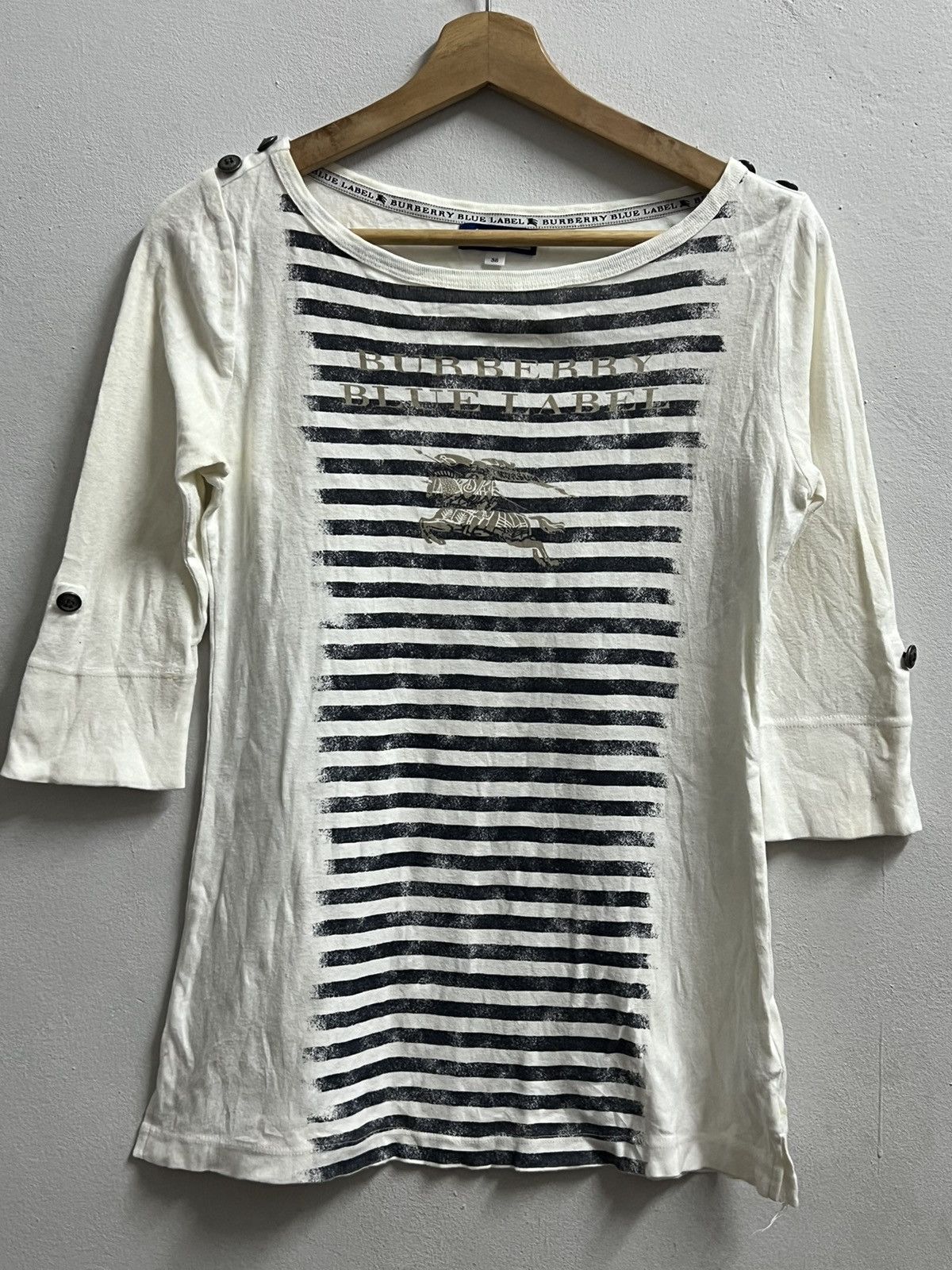 Burberry × Vintage Burberry blue label white short sleeve size 38 Size XS / US 0-2 / IT 36-38 - 1 Thumbnail