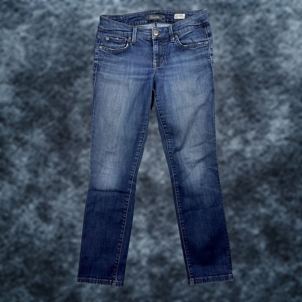 Vintage VINTAGE Level 99 Lily Crop Jeans Womens 27 Dark Distressed Skinny Stretch Denim Blue Cotton Blend Slim Crop Womens Size 27" / US 4 / IT 40 - 1 Thumbnail