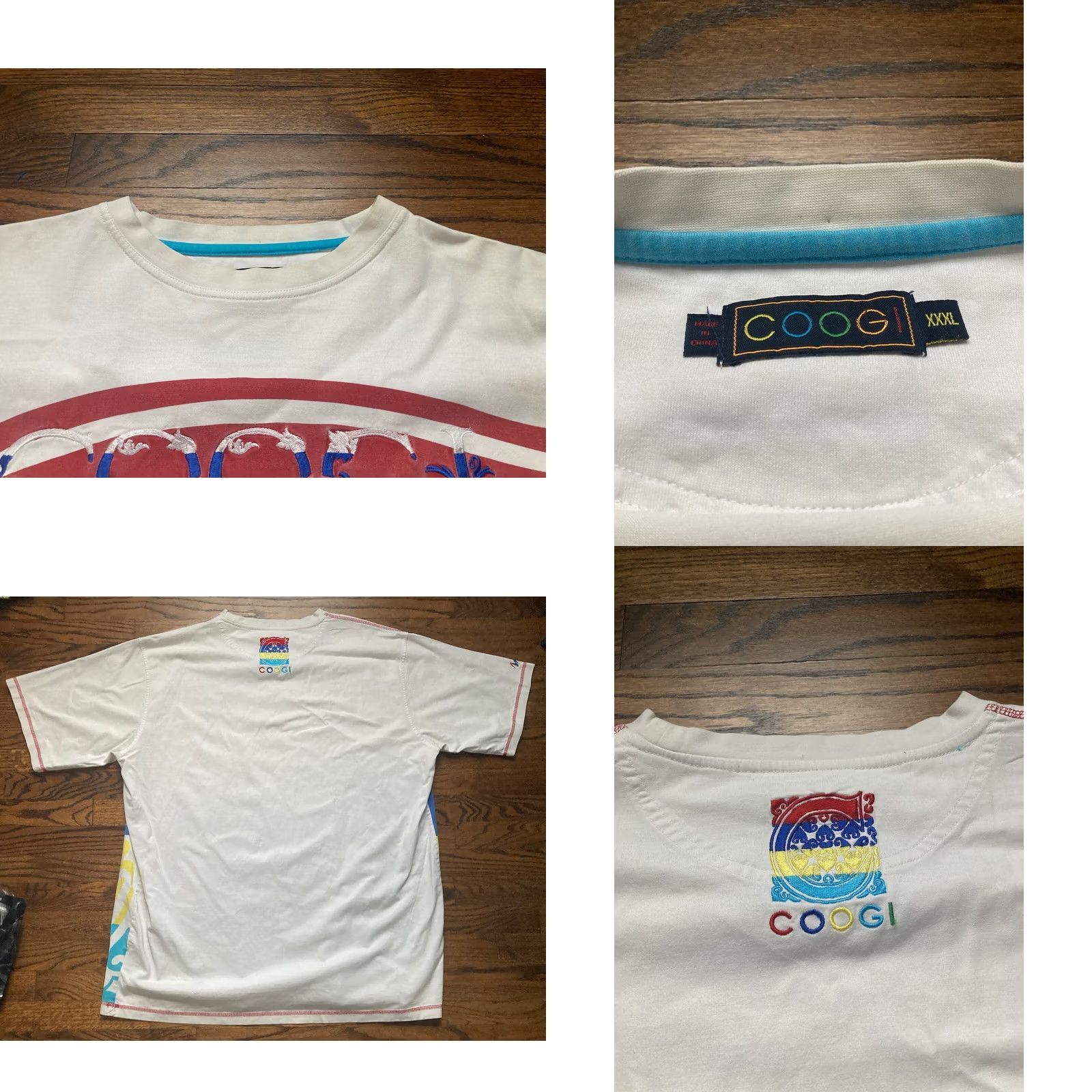 Coogi VINTAGE COOGI T-Shirt All Over Print Embroidered Geometric 90s 3XL White Men's Short Sleeve Crew Neck Re laxed Fit Size US XXL / EU 58 / 5 - 8 Thumbnail