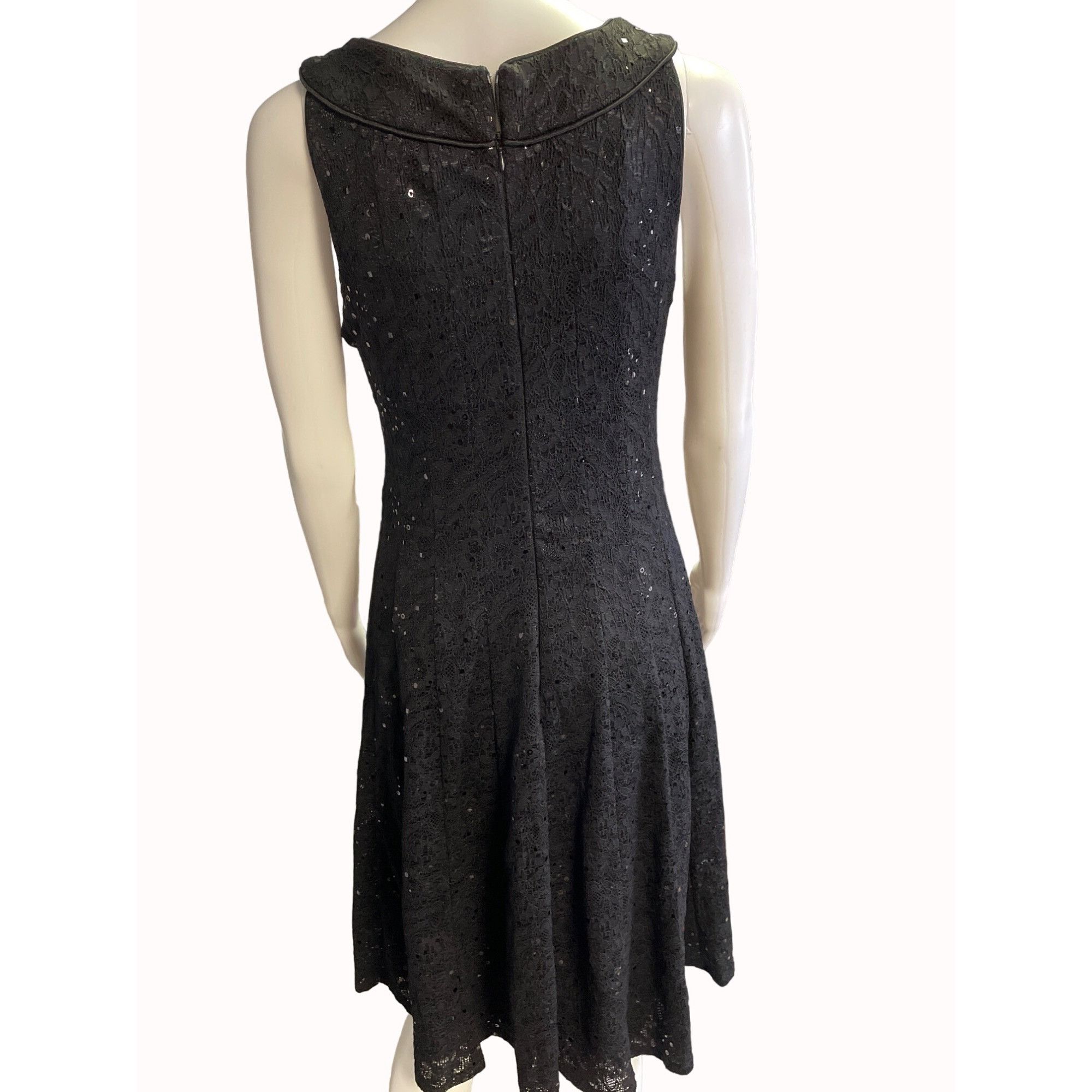 Other R & M Richards Women's Black Sleeveless Lace & Sequence Dres Size M / US 6-8 / IT 42-44 - 3 Thumbnail