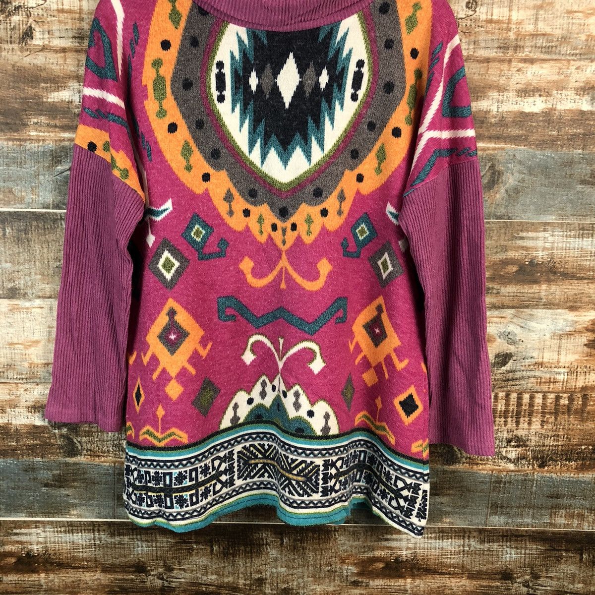 Homespun Knitwear × Japanese Brand Benevolent Pink art Knitwear #A2498 Size XL / US 12-14 / IT 48-50 - 3 Thumbnail