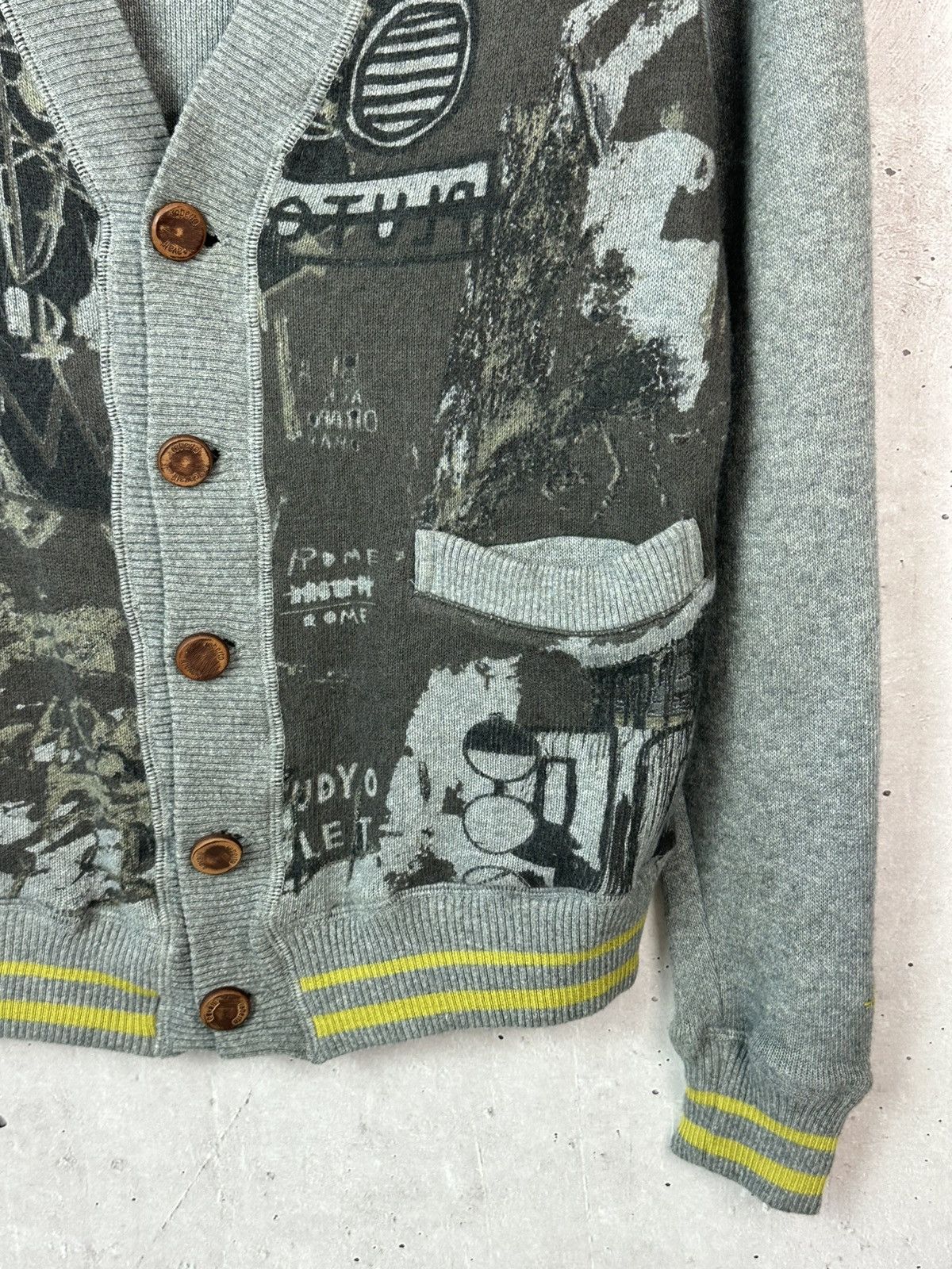 Roberto Cavalli Roberto Cavalli Devils Printed Grey Cotton Blend Cardigan Size US S / EU 44-46 / 1 - 5 Thumbnail